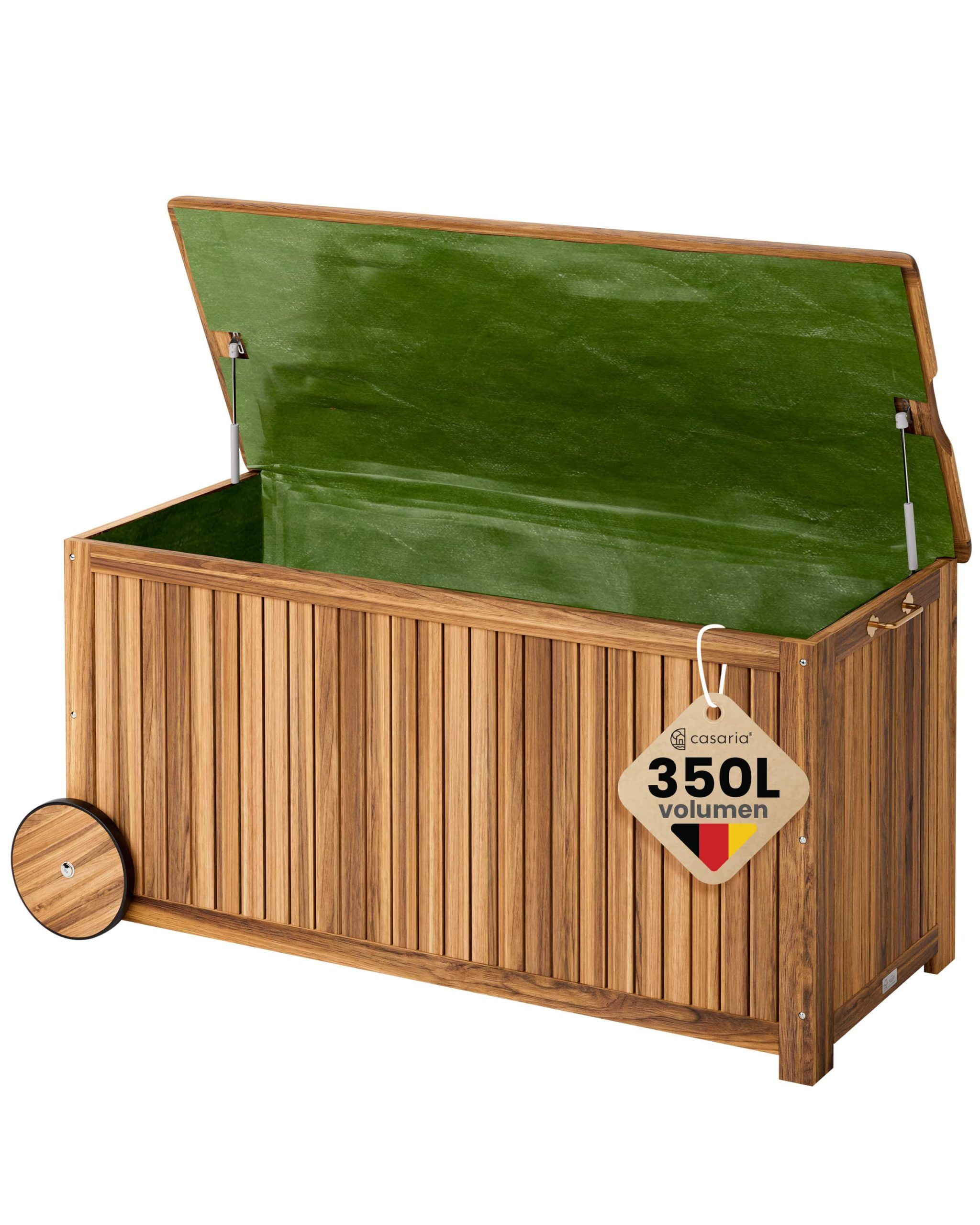 Gartenbox Akazienholz 350L mit Innenplane 119x50x61cm wetterfest