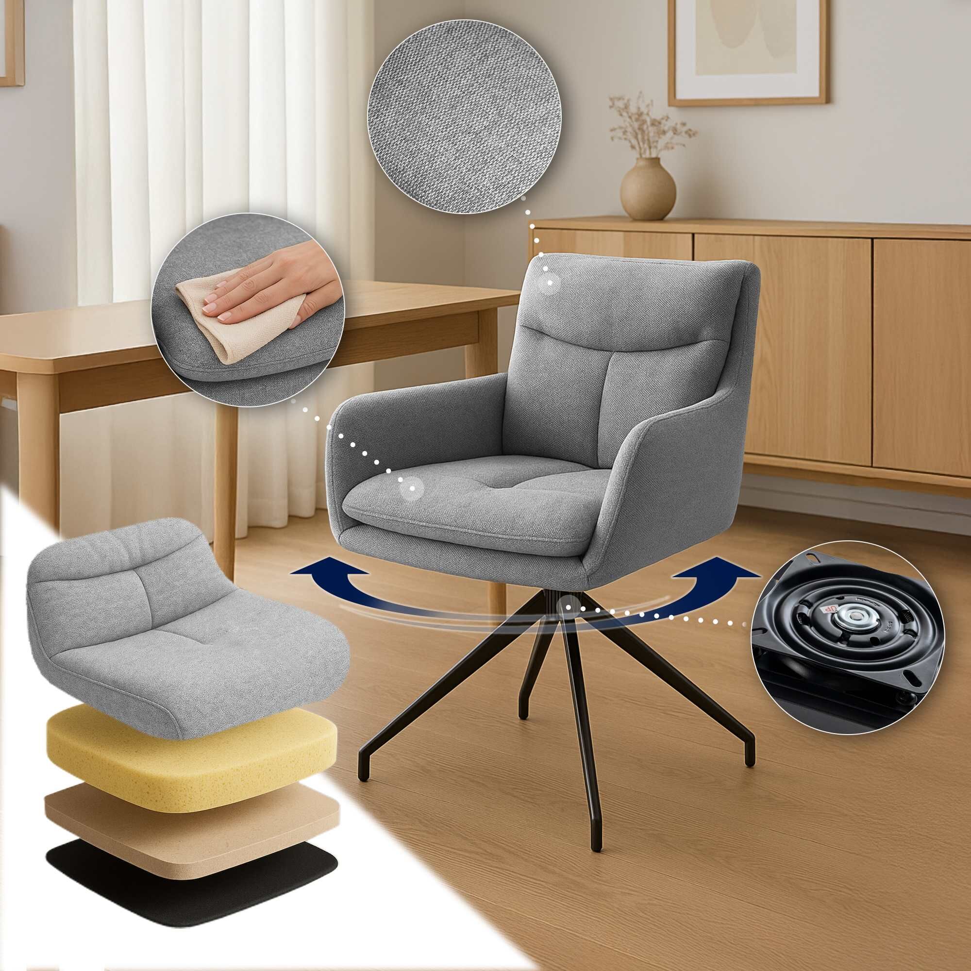 Esszimmerstuhl Somers Stoff, hellgrau