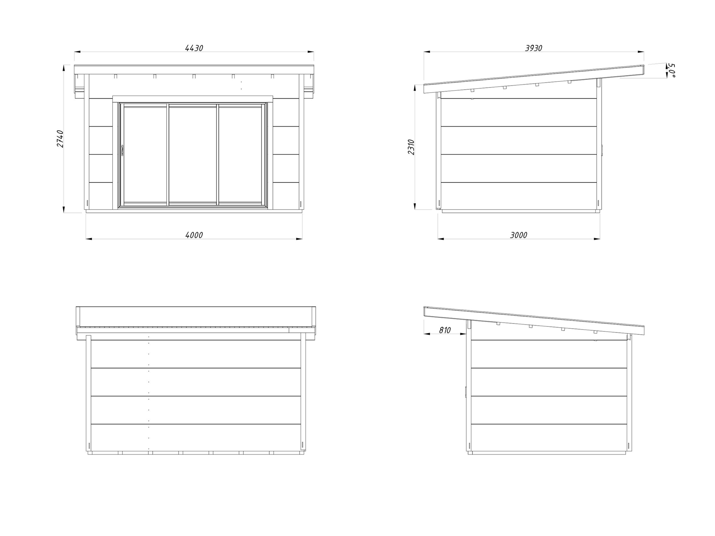 Palmako Pultdach Gartenhaus Grace 11,2 m2 Slide Plus