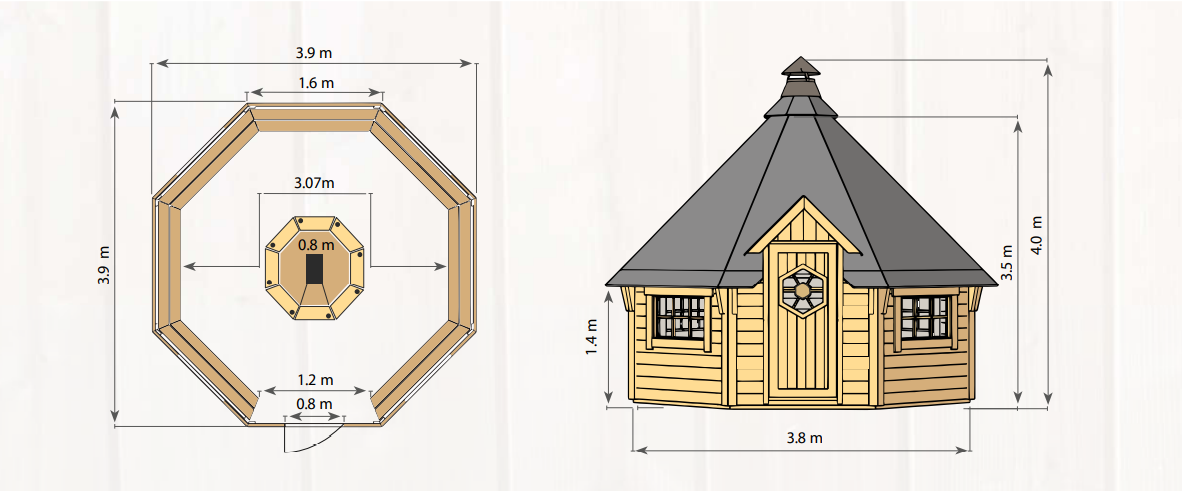 Grundriss und Zeichnung Grillkota Deluxe 12 m²