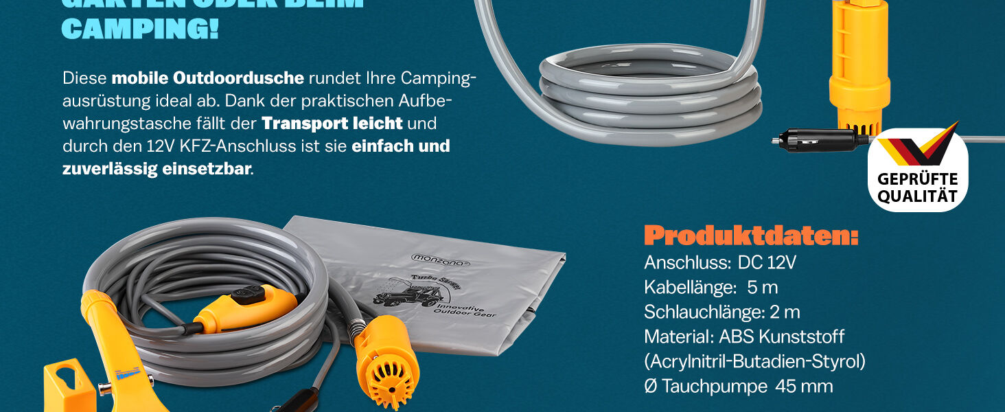 Campingdusche Gelb mit Tauchpumpe