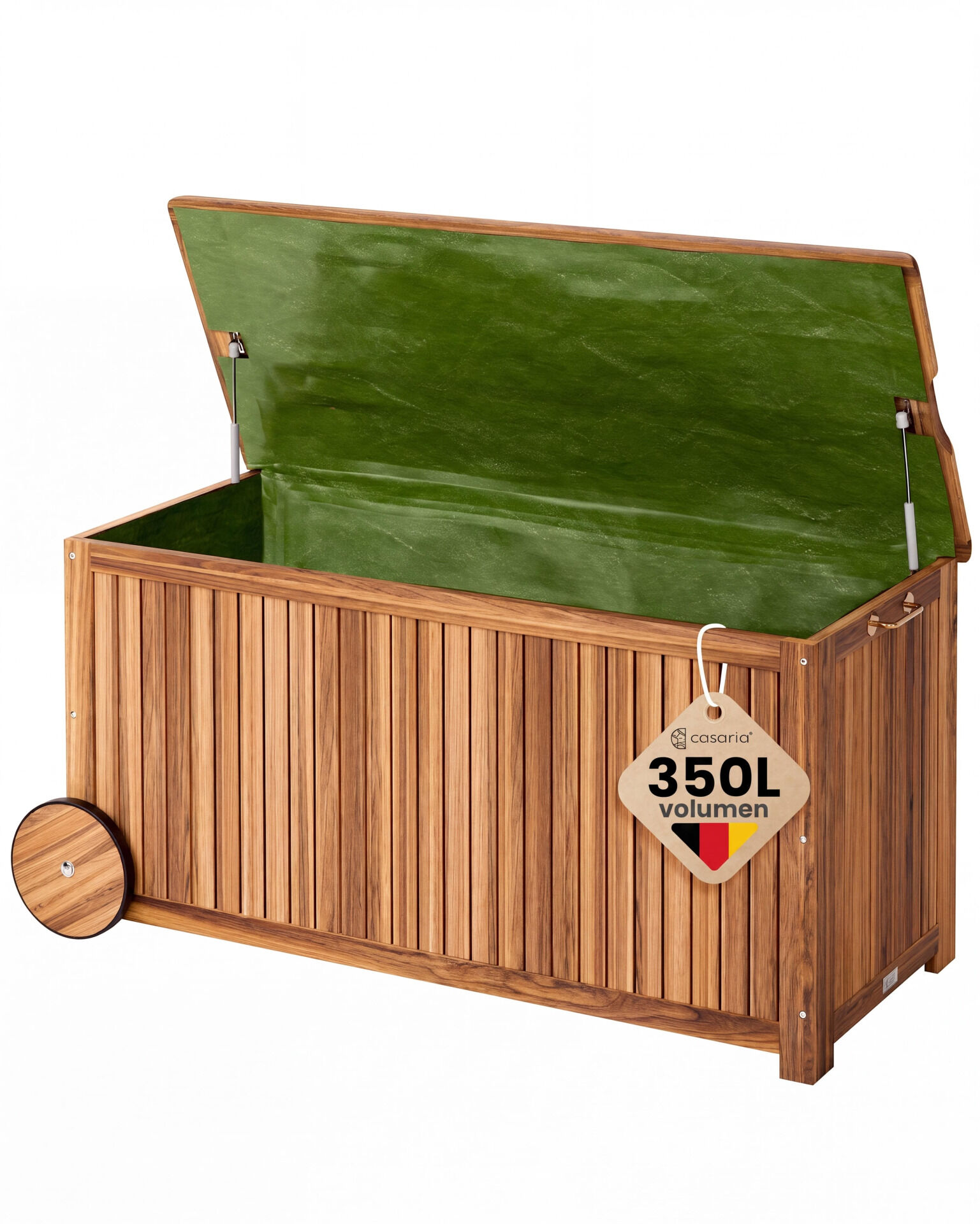 Gartenbox Akazienholz 350L mit Innenplane 119x50x61cm wetterfest
