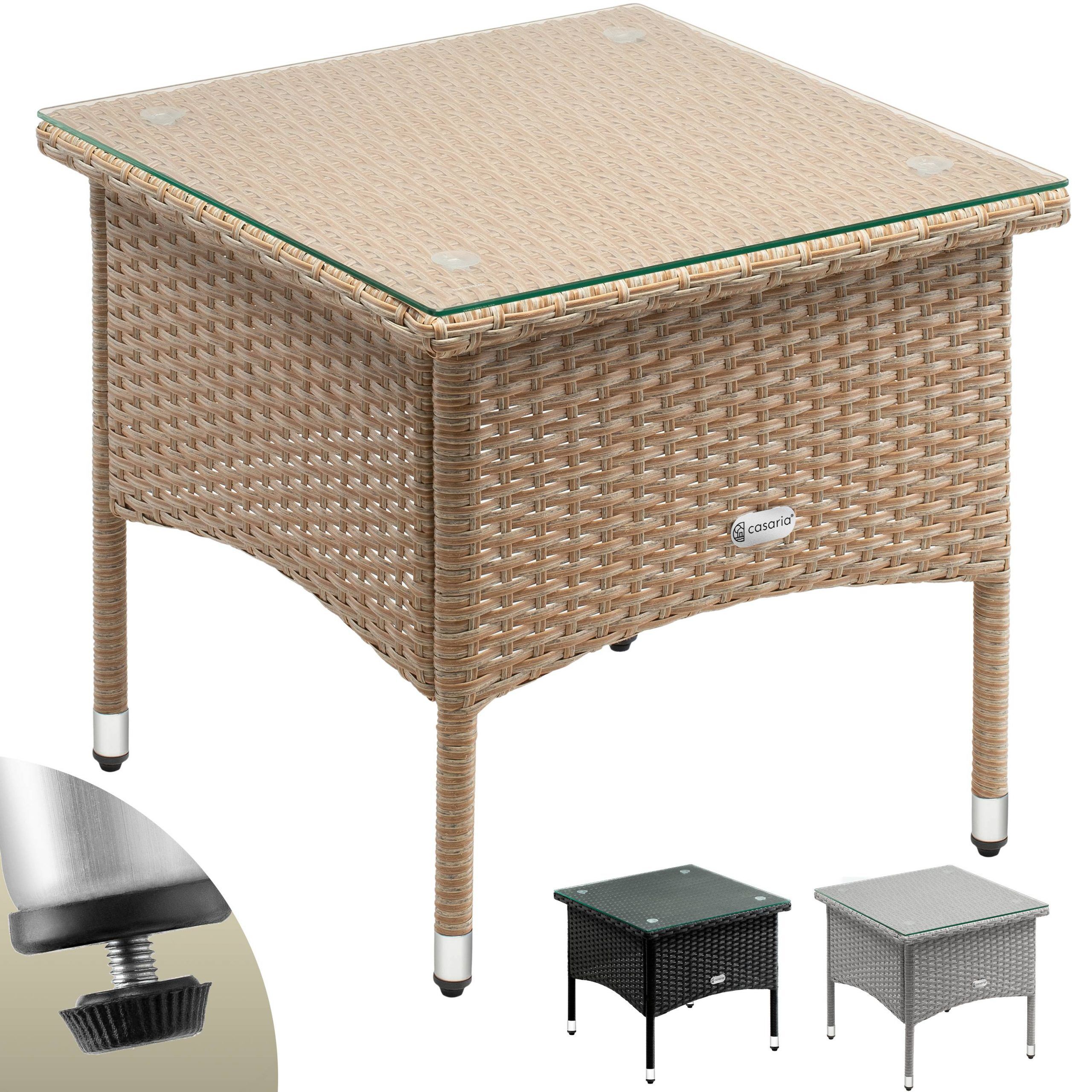 Polyrattan Beistelltisch Grau-Beige 50x50x45cm