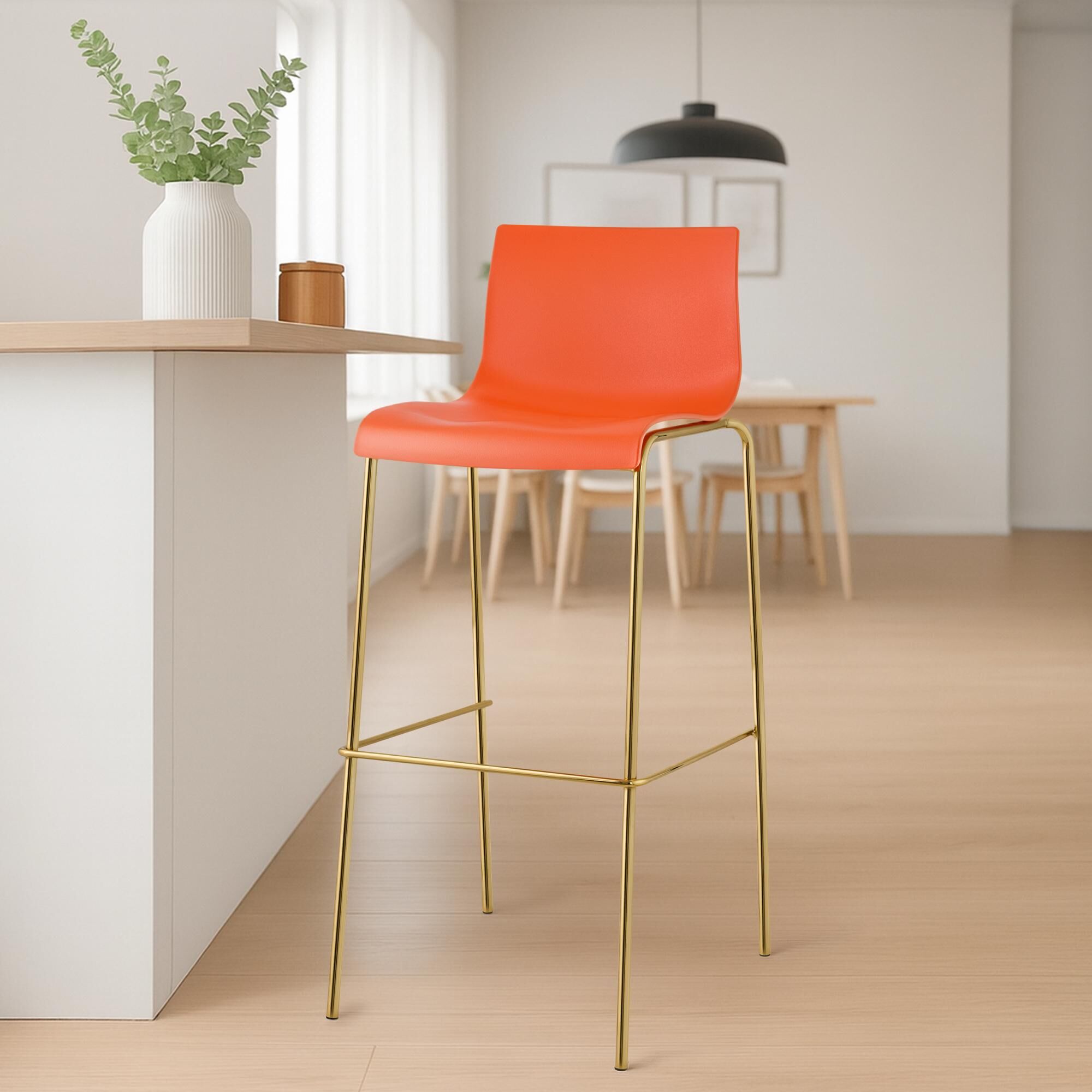 Barhocker Hoover Kunststoff 4-Fuß Gold, orange