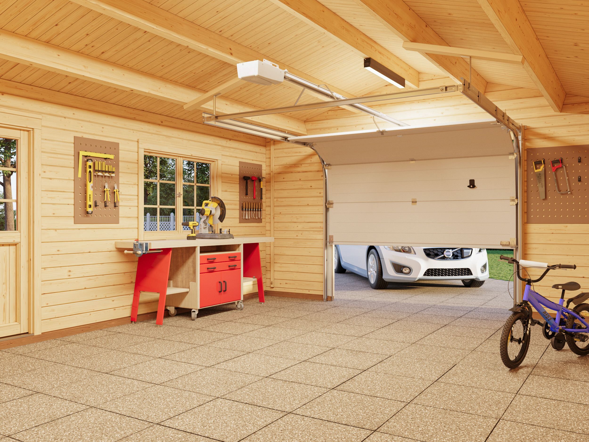 Palmako Holzgarage Roger 23,9 m² mit Sektionaltor