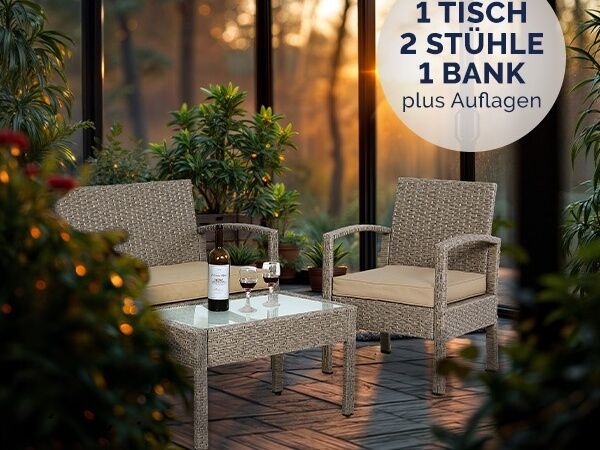 Polyrattan Garten-Sitzgruppe 4-tlg Creme