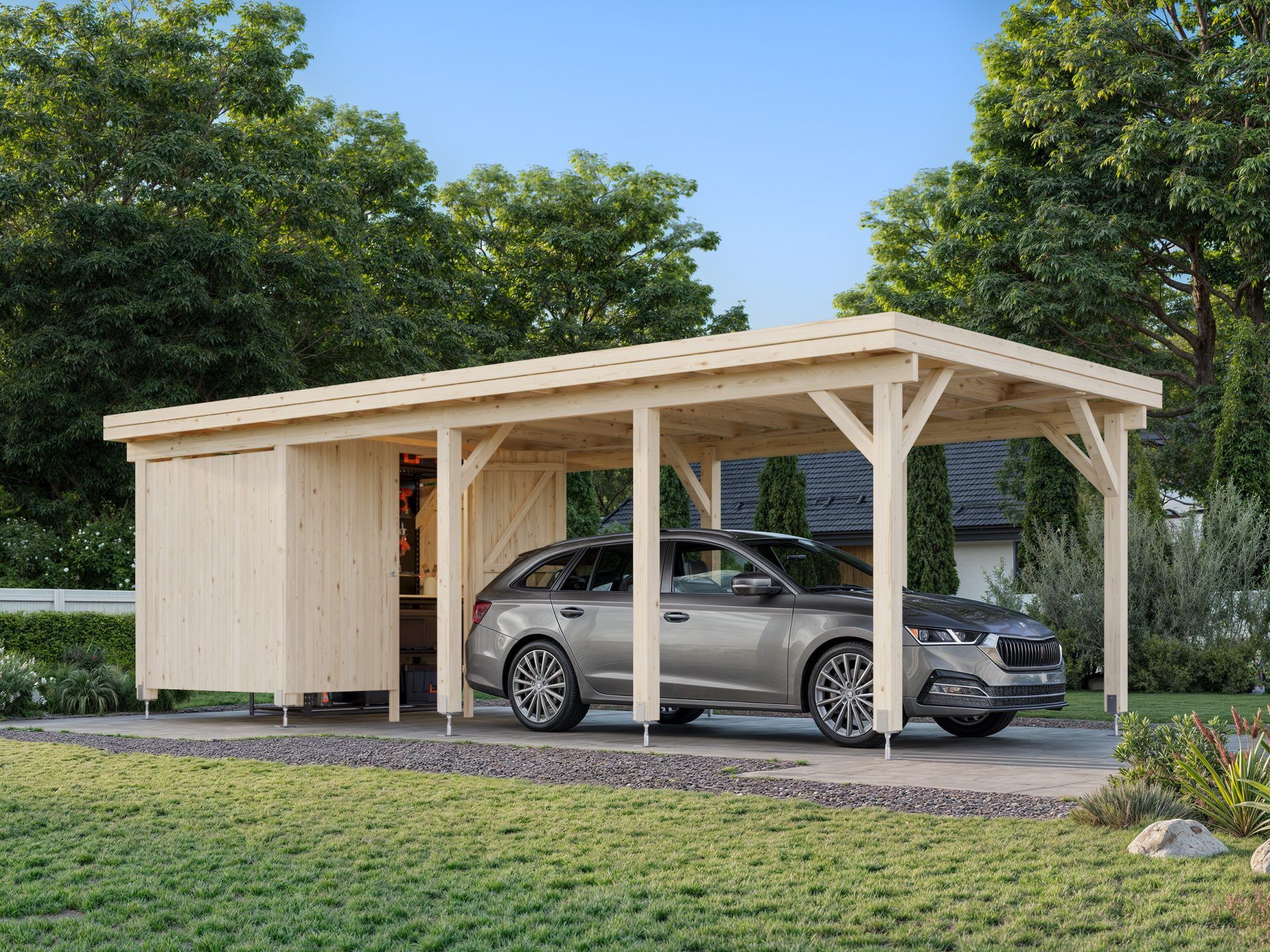 Palmako Carport Karl 23,1 m2 mit Geräteraum