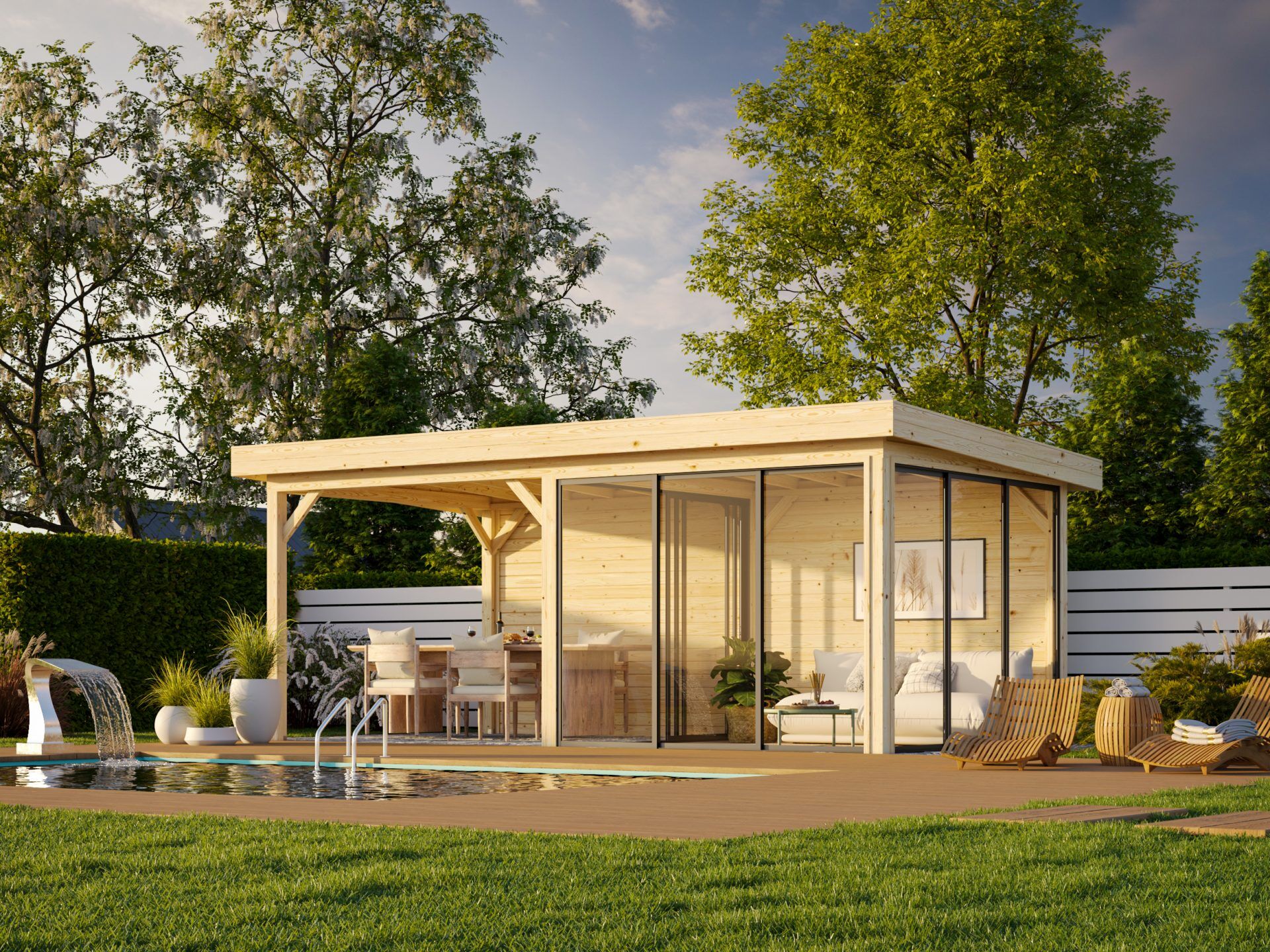 Palmako modernes Gartenhaus Lenna 16,6 m2 Set 406 Slide