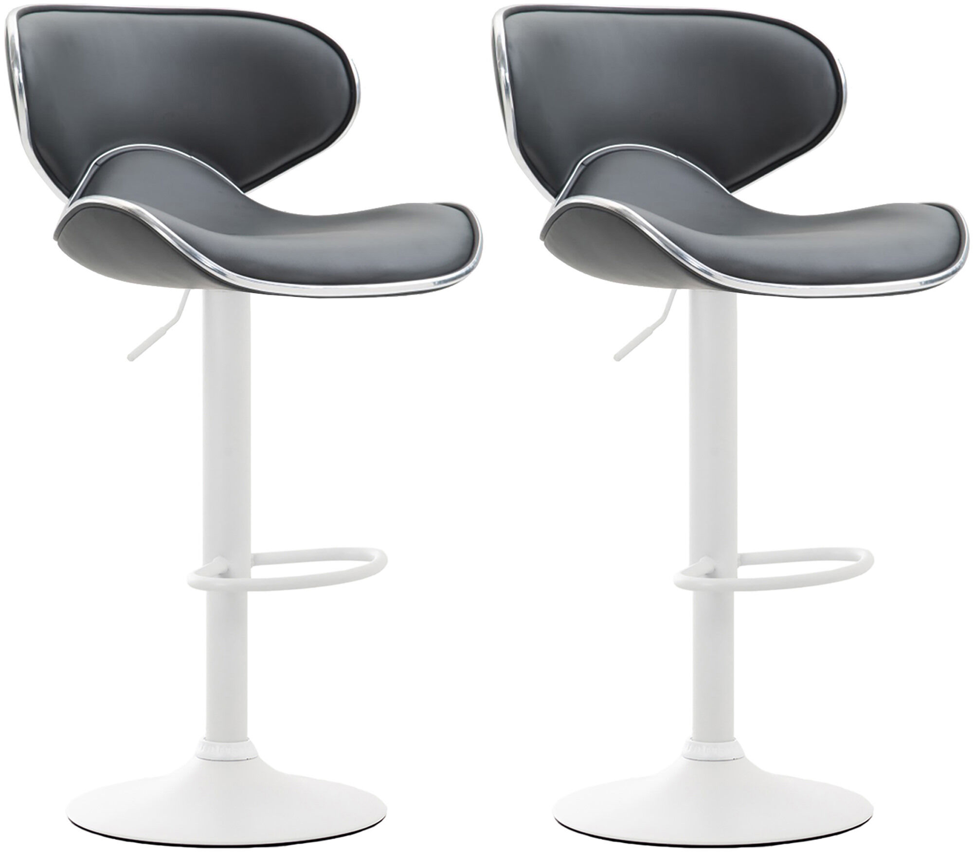 2er Set Barhocker Las Vegas V2 Kunstleder weiß, grau