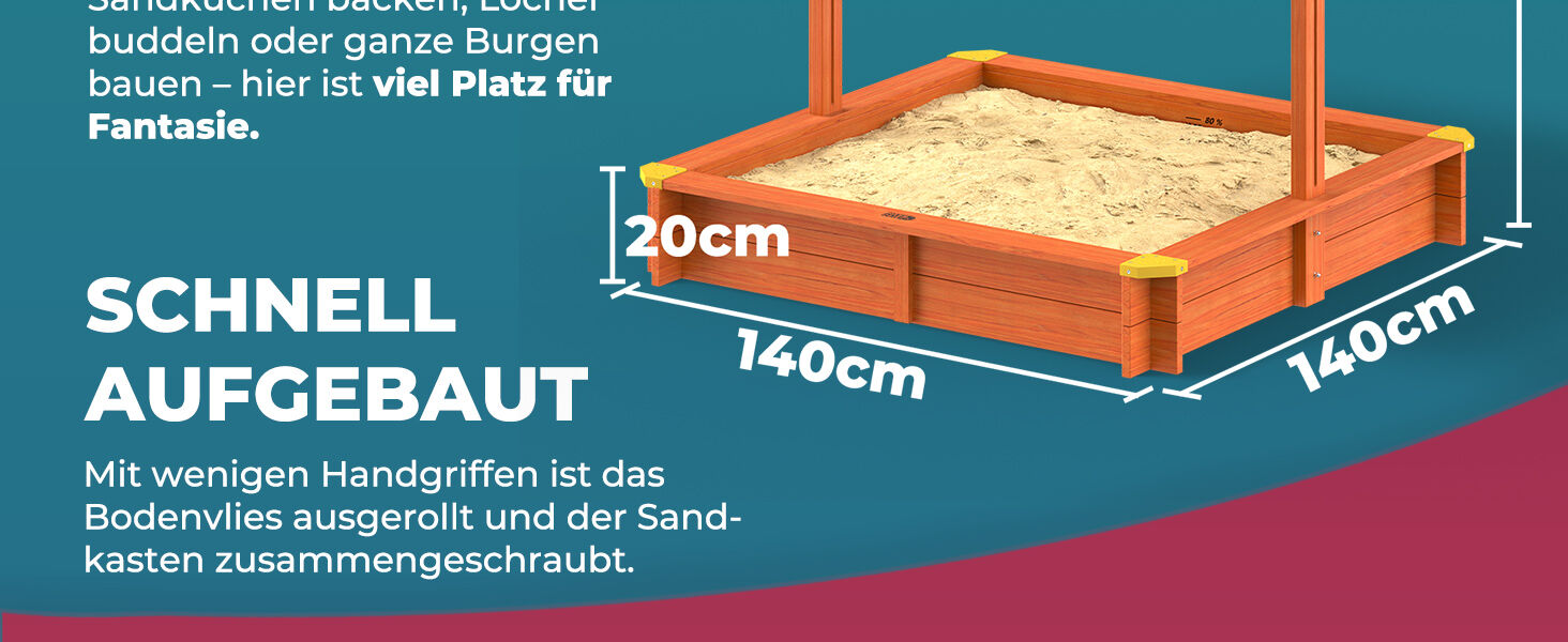 Sandkasten Max 140x140cm UV-Schutz 50+