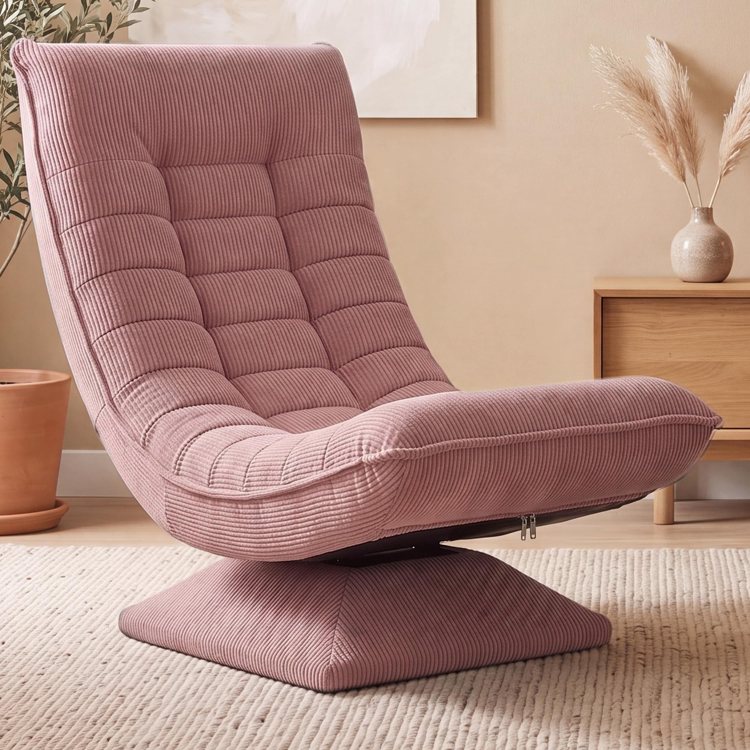 Sessel Aberdeen Dunkelpink Cord 5fach verstellbar 360 Grad drehbar klappbar