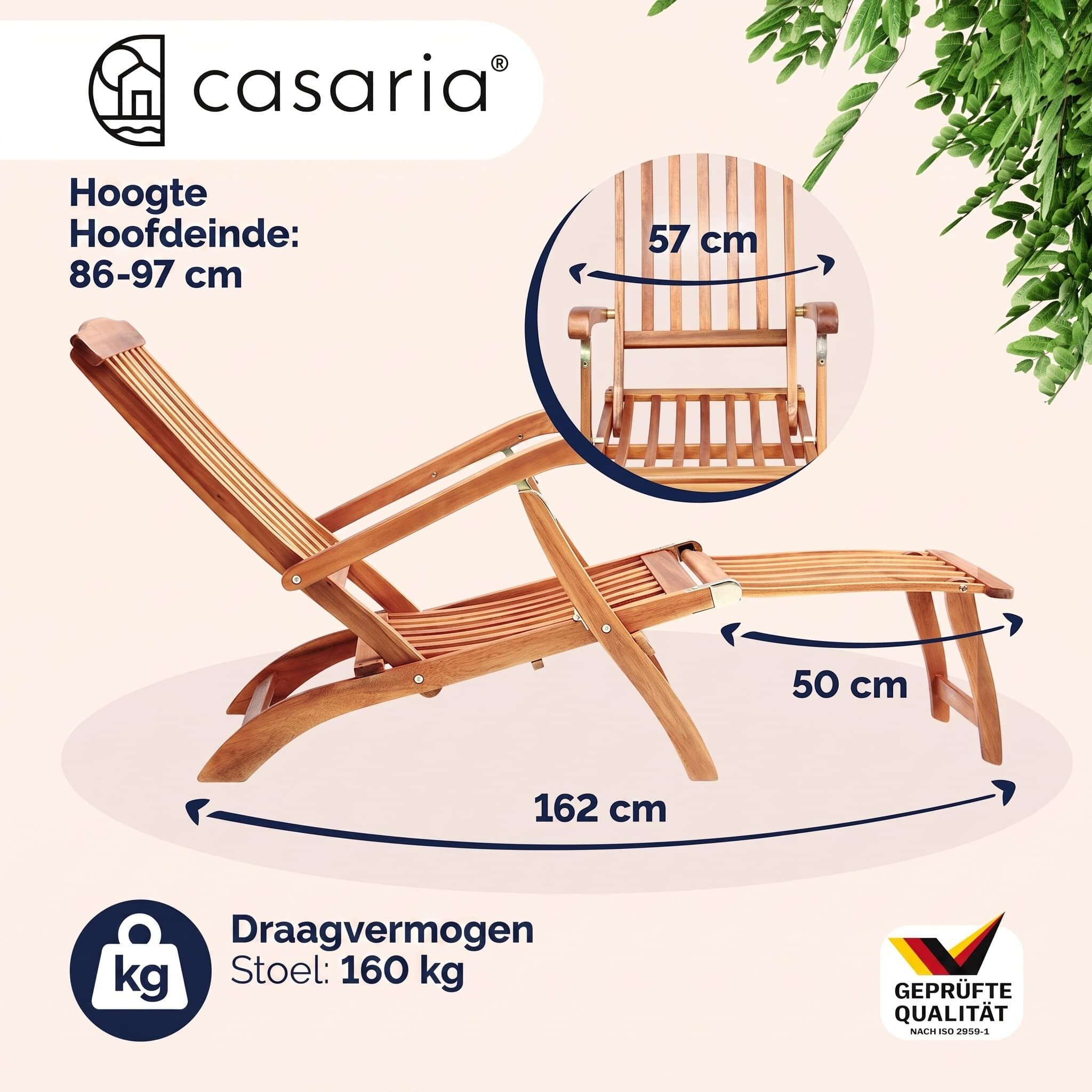 Gartenliege 2er-Set FSC®-zertifiziert Akazie klappbar 160kg belastbar