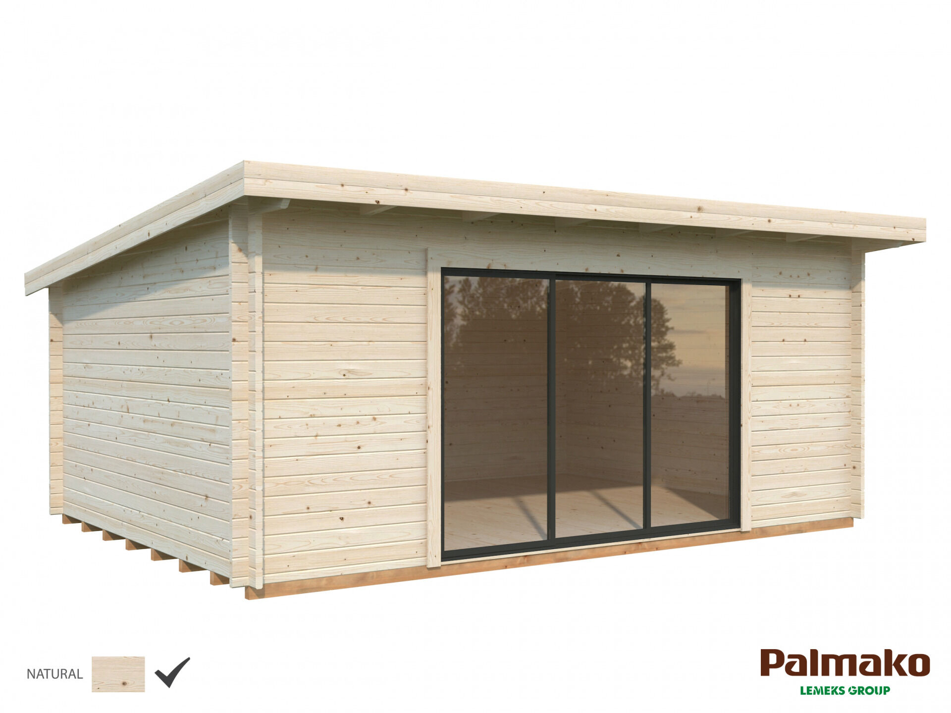 Palmako Pultdach Gartenhaus Lea 19,4 m² mit Schiebetür