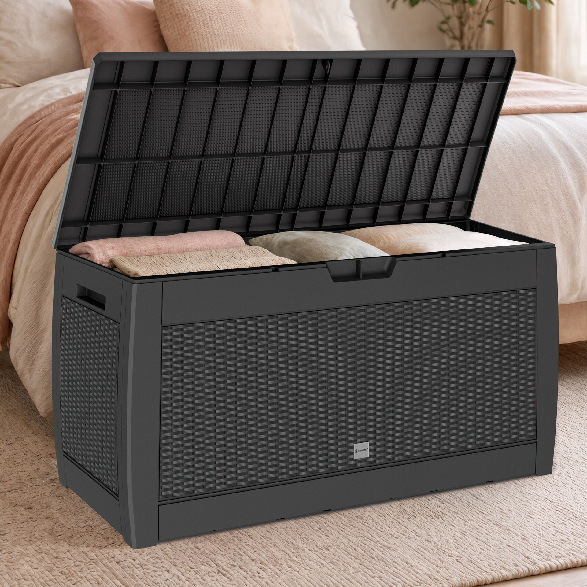 Gartenbox Rato 310L Anthrazit Rattan Optik wasserdicht