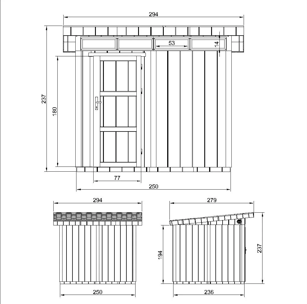Pultdach Gartenhaus Norge 4 mit LP® SmartSide® M903 – 250 x 236 cm – 6 m2