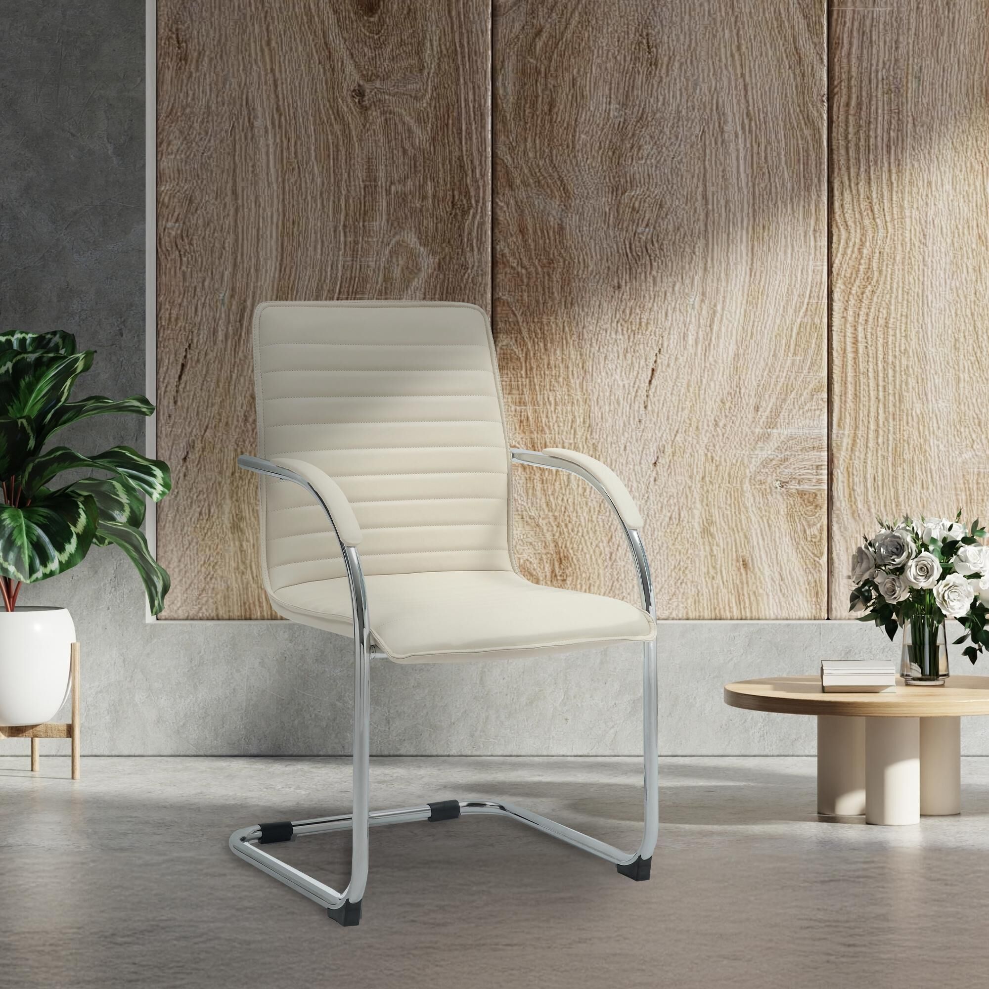 Besucherstuhl Tira Kunstleder, creme