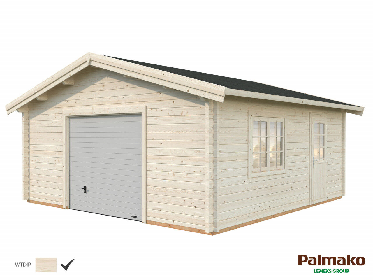 Palmako Holzgarage Roger 27,7 m² mit Sektionaltor