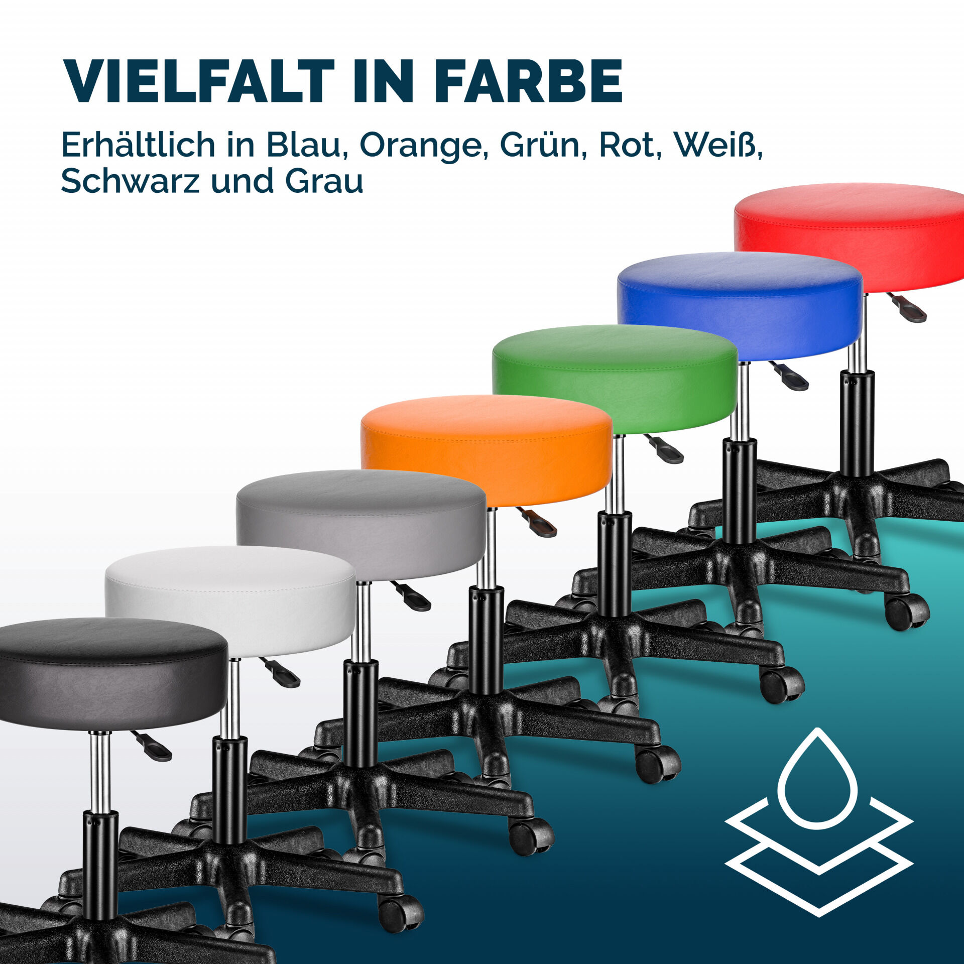 Rollhocker Kunstleder Schwarz 360° drehbar