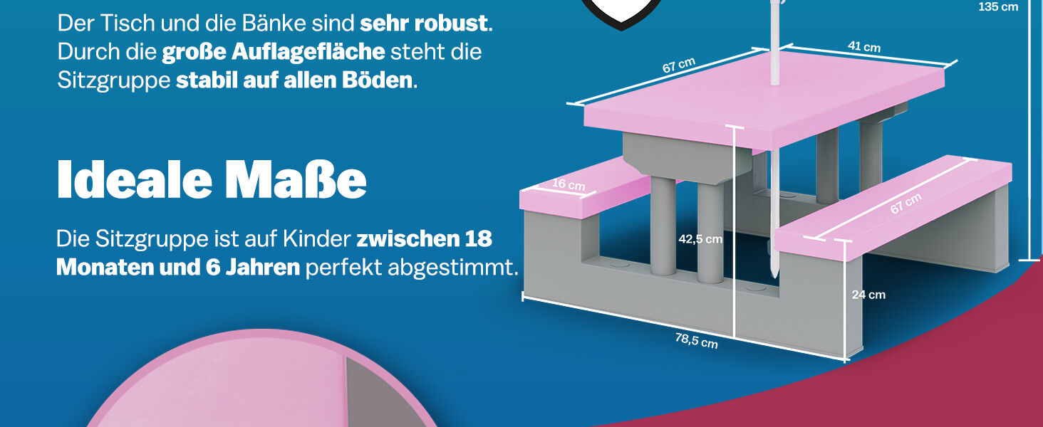 Kindersitzgruppe Pink mit Sonnenschirm