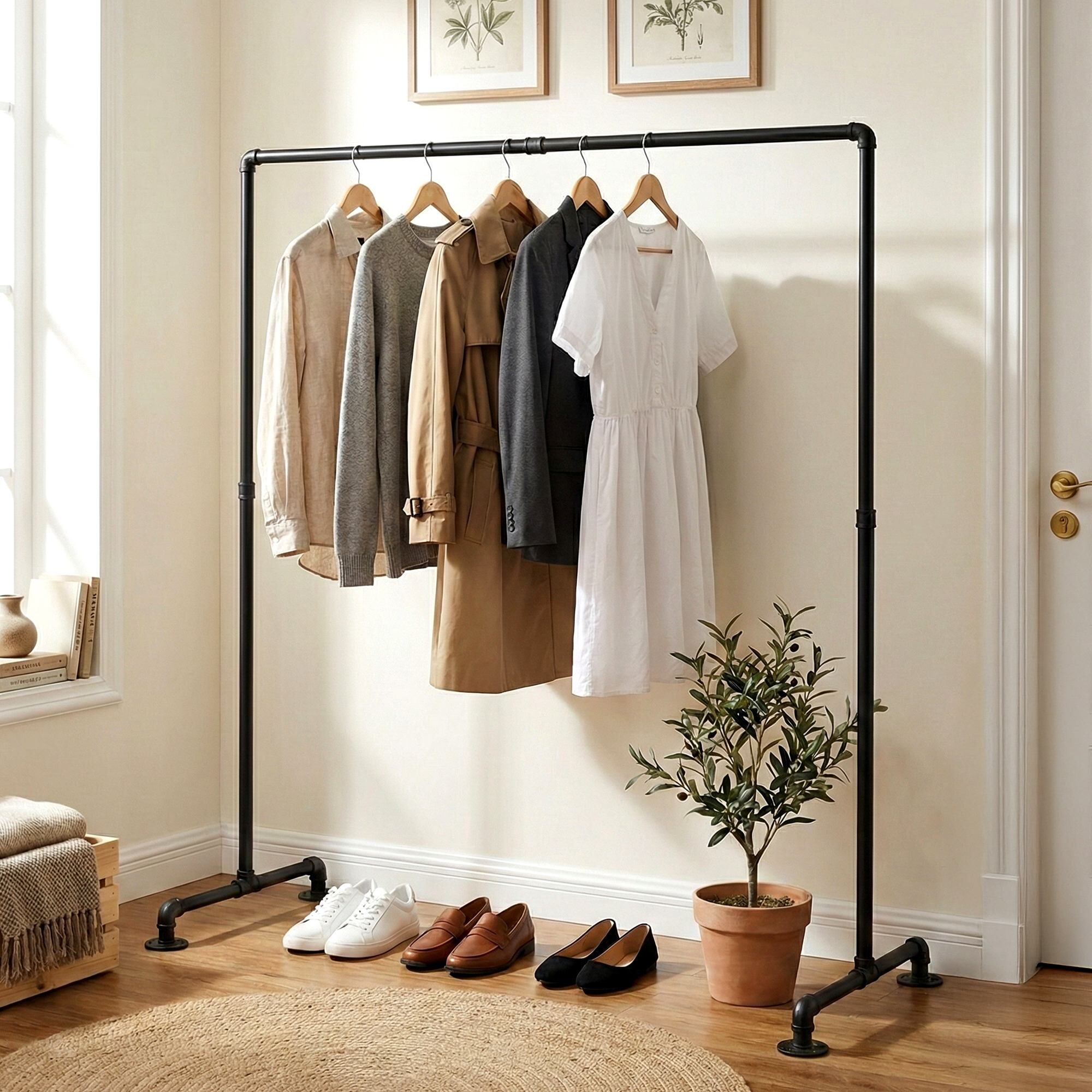 Kleiderständer Jersey 55x150x150, schwarz