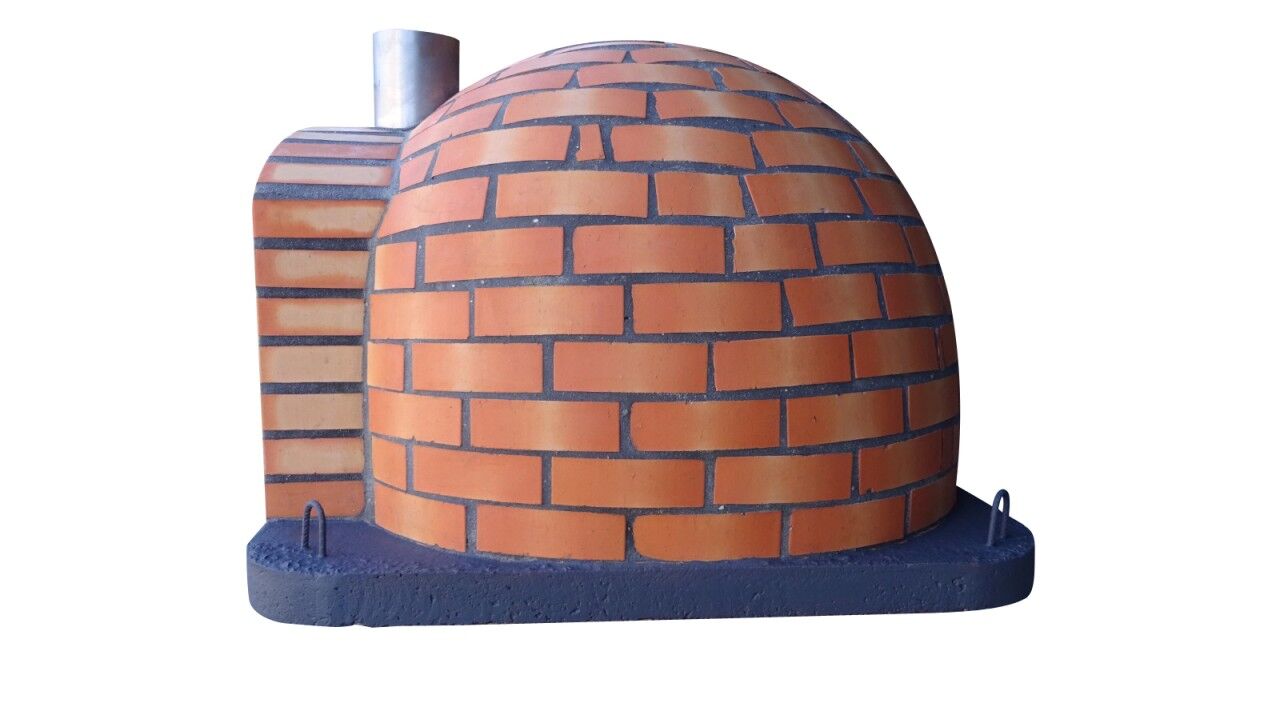 Traditioneller Backofen Luca AL 110 inkl. Kaminrohr und Regenhut aus Edelstahl, terracotta, ohne Abdeckhaube, ohne Ofenzubehör, ohne Zubehörset, ohne Grillzubehör, fahrbares Gestell schwarz