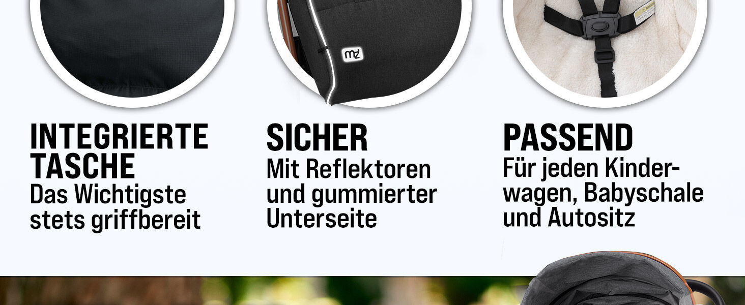 Babyfußsack Anthrazit gefüttert Kinderwagen geeignet
