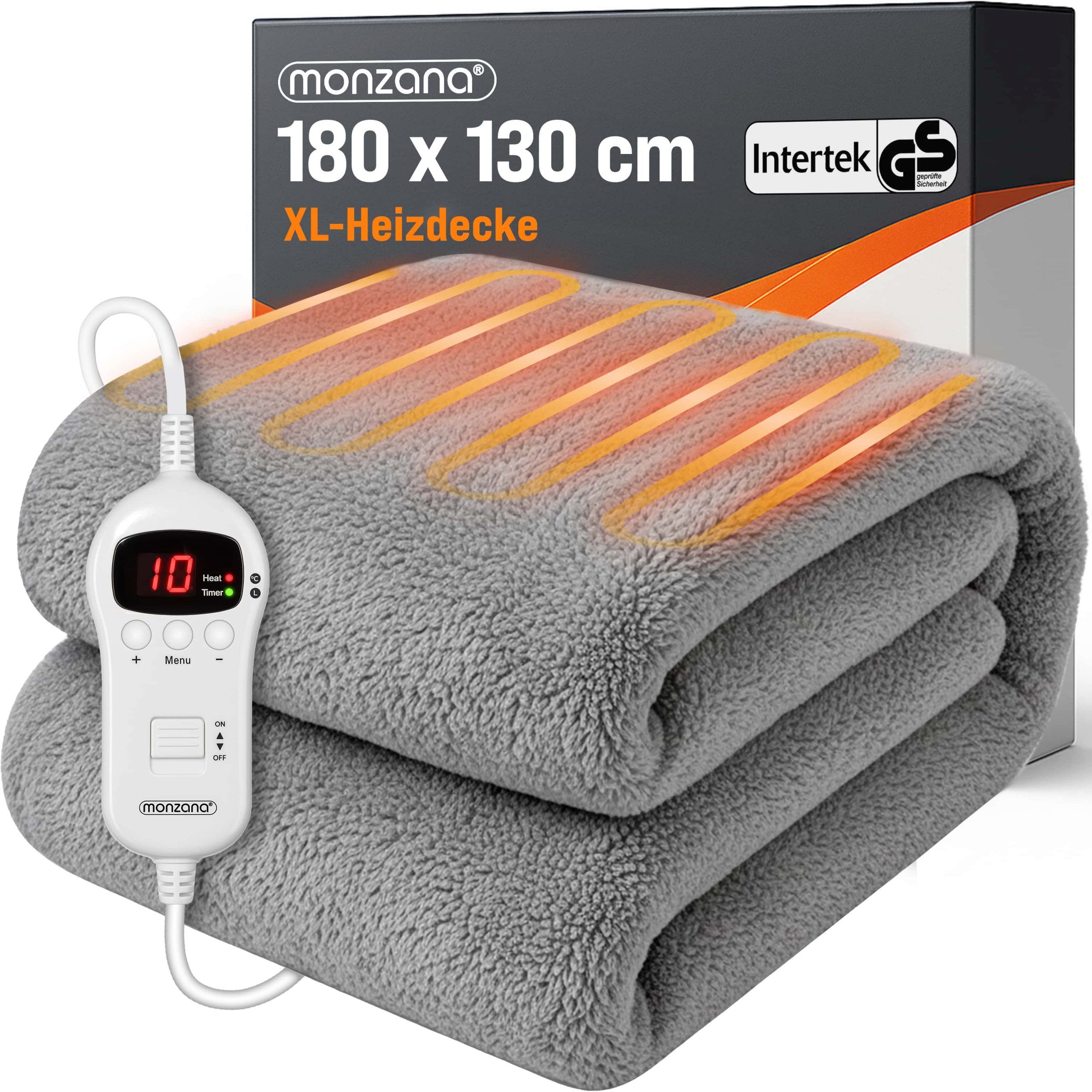 Heizdecke Fleece Grau 180x130cm