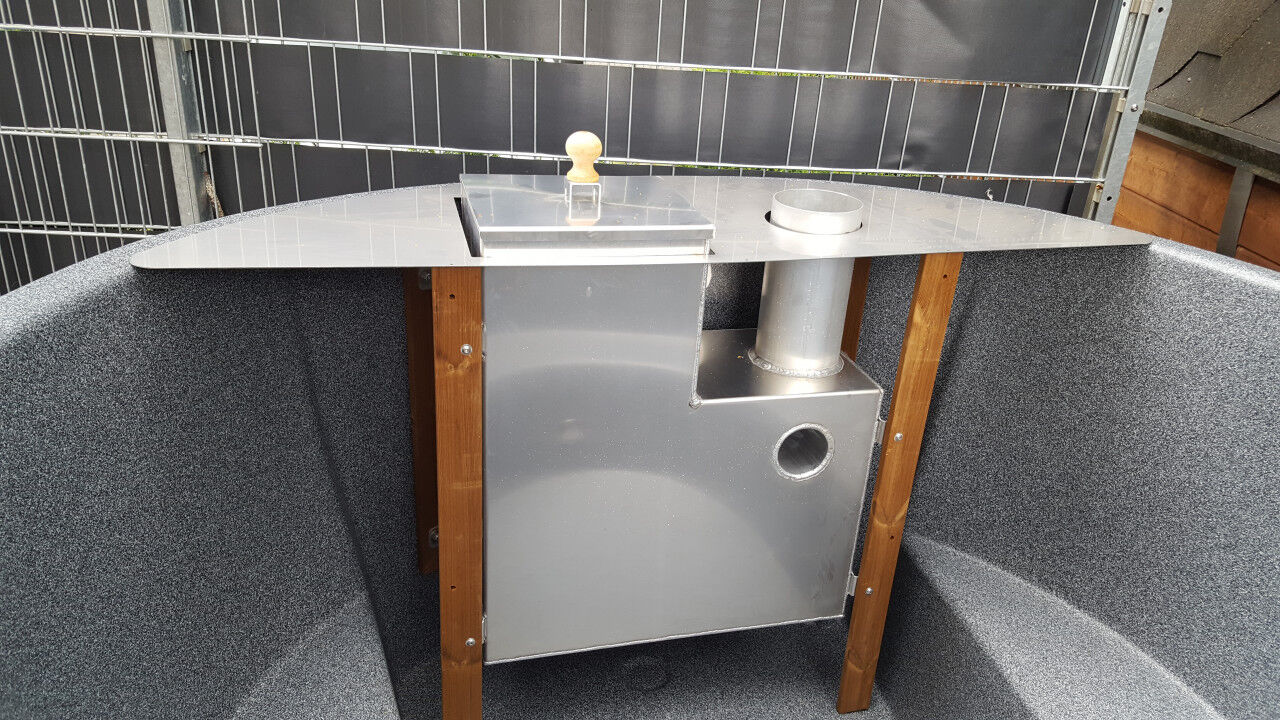 Badebottich 180 Exklusiv Innenofen aus Aluminium mit Metallabdeckung