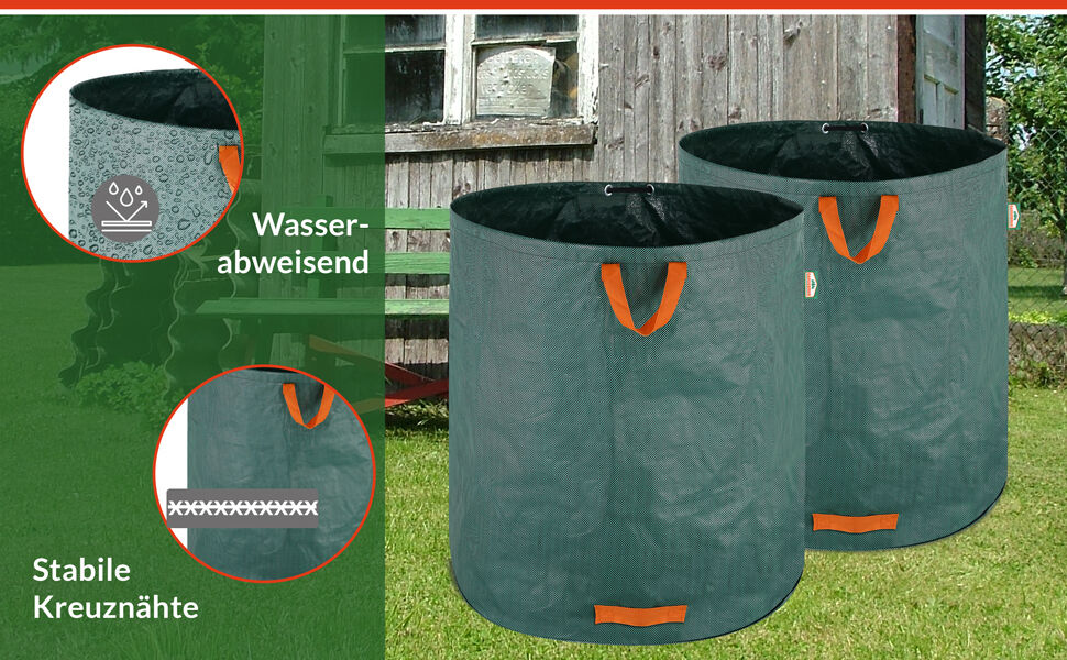 Gartenabfallsack 2er-Set Grün je 500 Liter