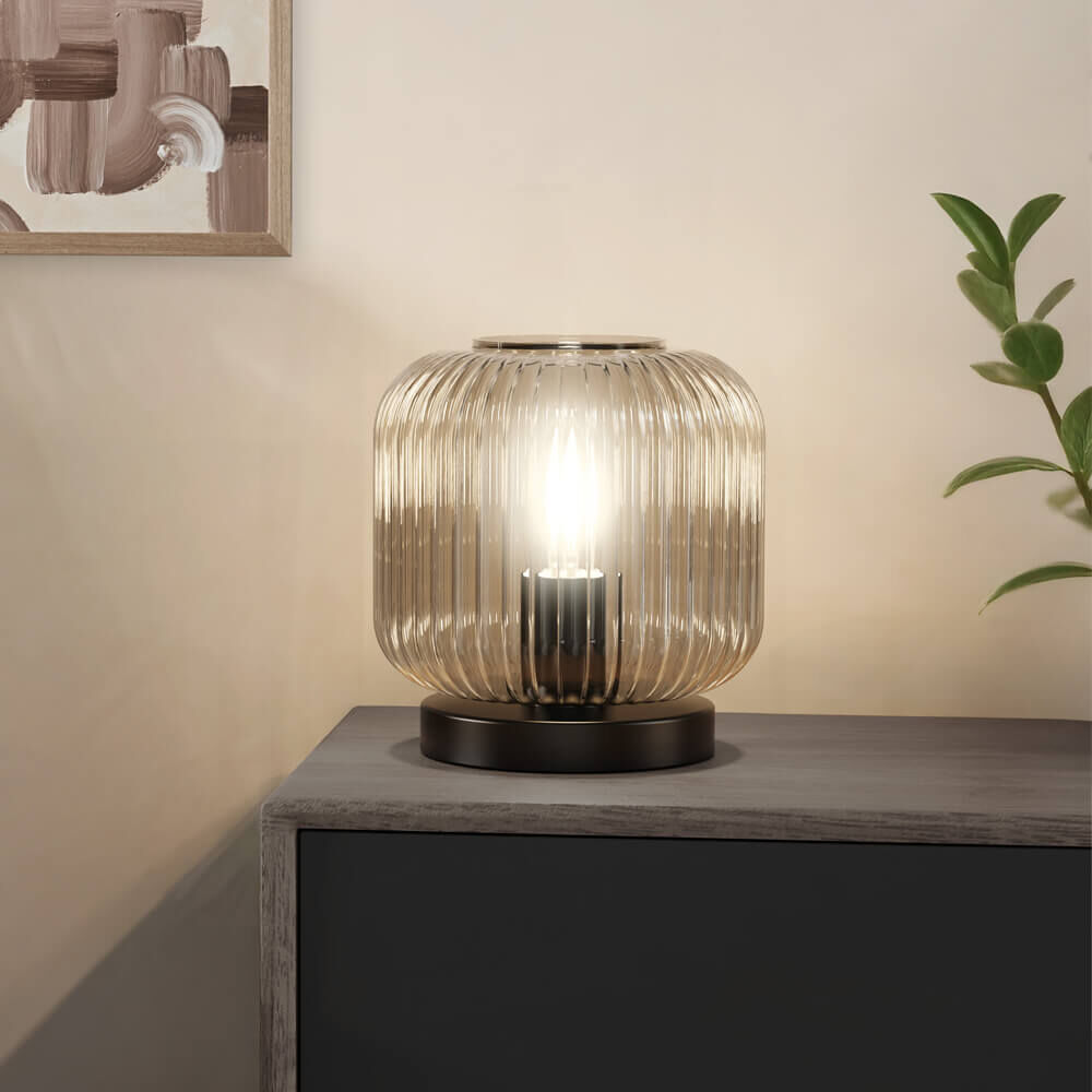 Tischlampe aus Glas LILY - Rauchgrau