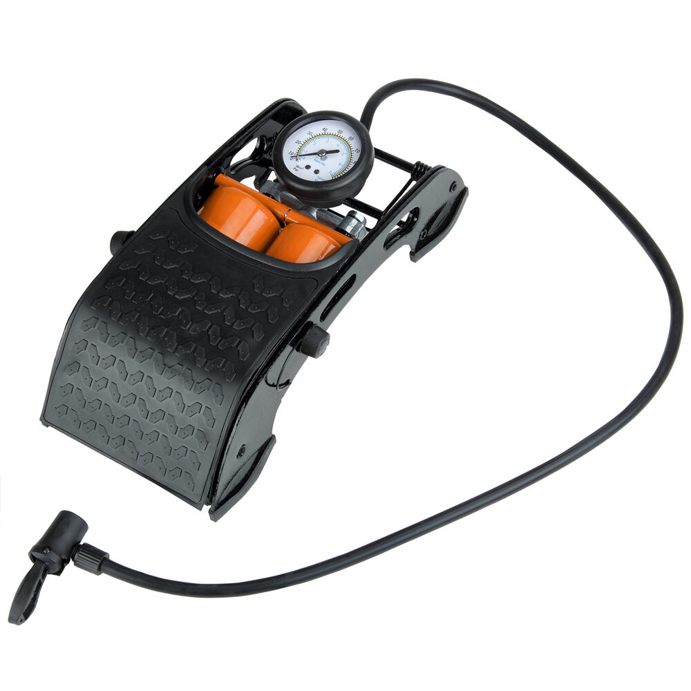 Doppel-Stahlzylinder Fußluftpumpe mit Manometer bis 7 bar