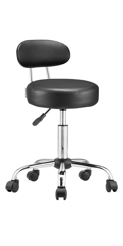 Rollhocker Kunstleder Weiß 360° drehbar Fußablage