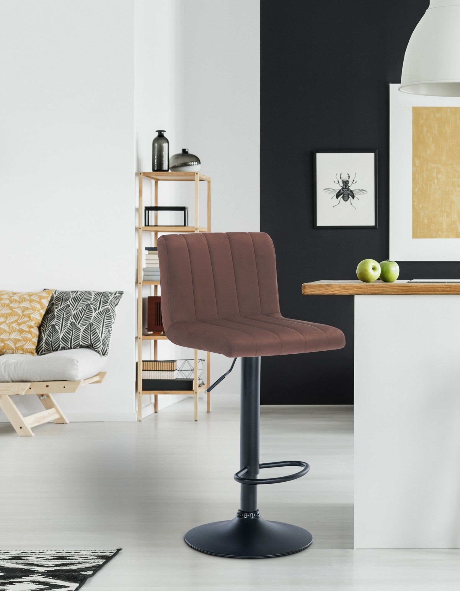 Barhocker Jamie Samt, braun