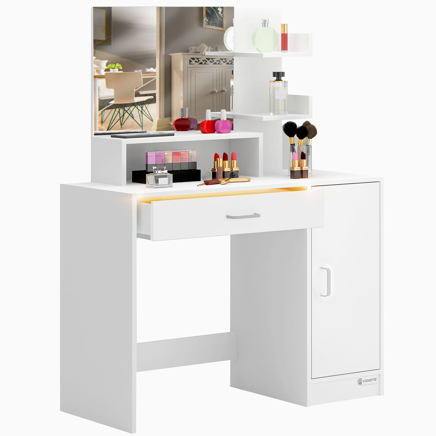 Schminktisch Jocelyn Weiß 140x90x40cm