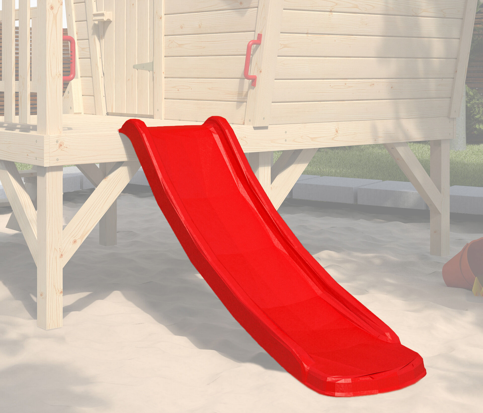 311988 Rutsche für Abenteuerhaus LOTTI, 120 cm, 60 cm Podesthöhe, rot