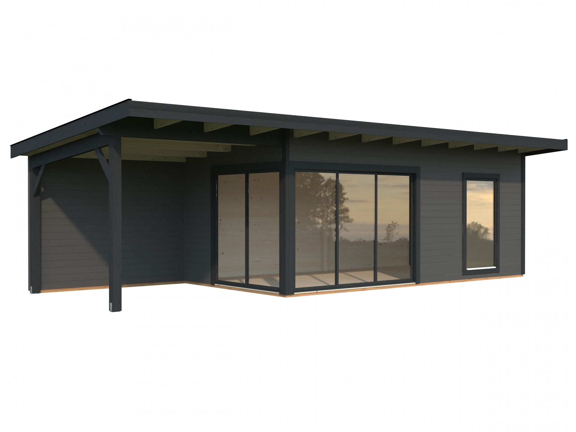 Palmako Pultdach Gartenhaus Andrea 17,1+7,9 m² Slide Plus