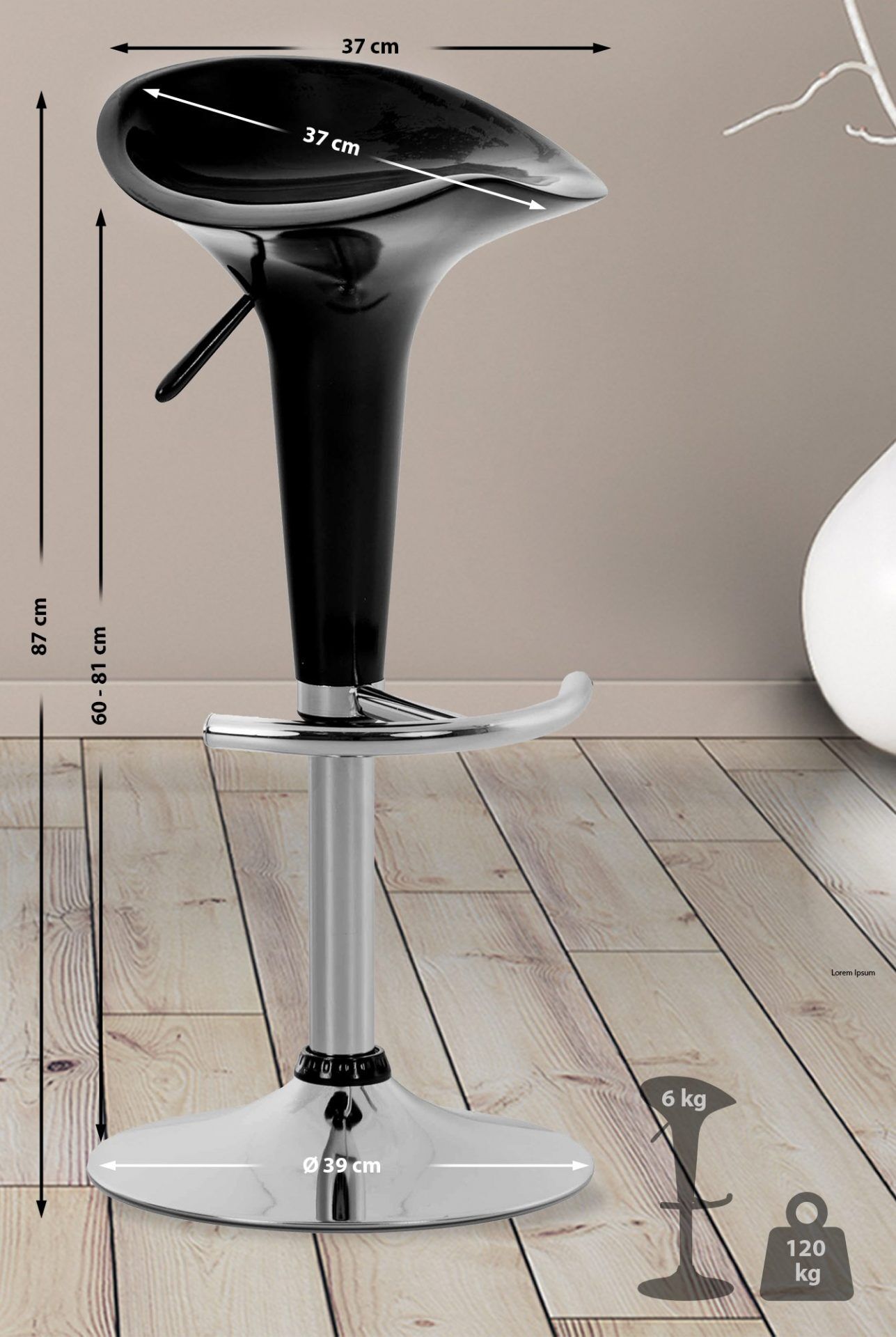 Barhocker Saddle, schwarz