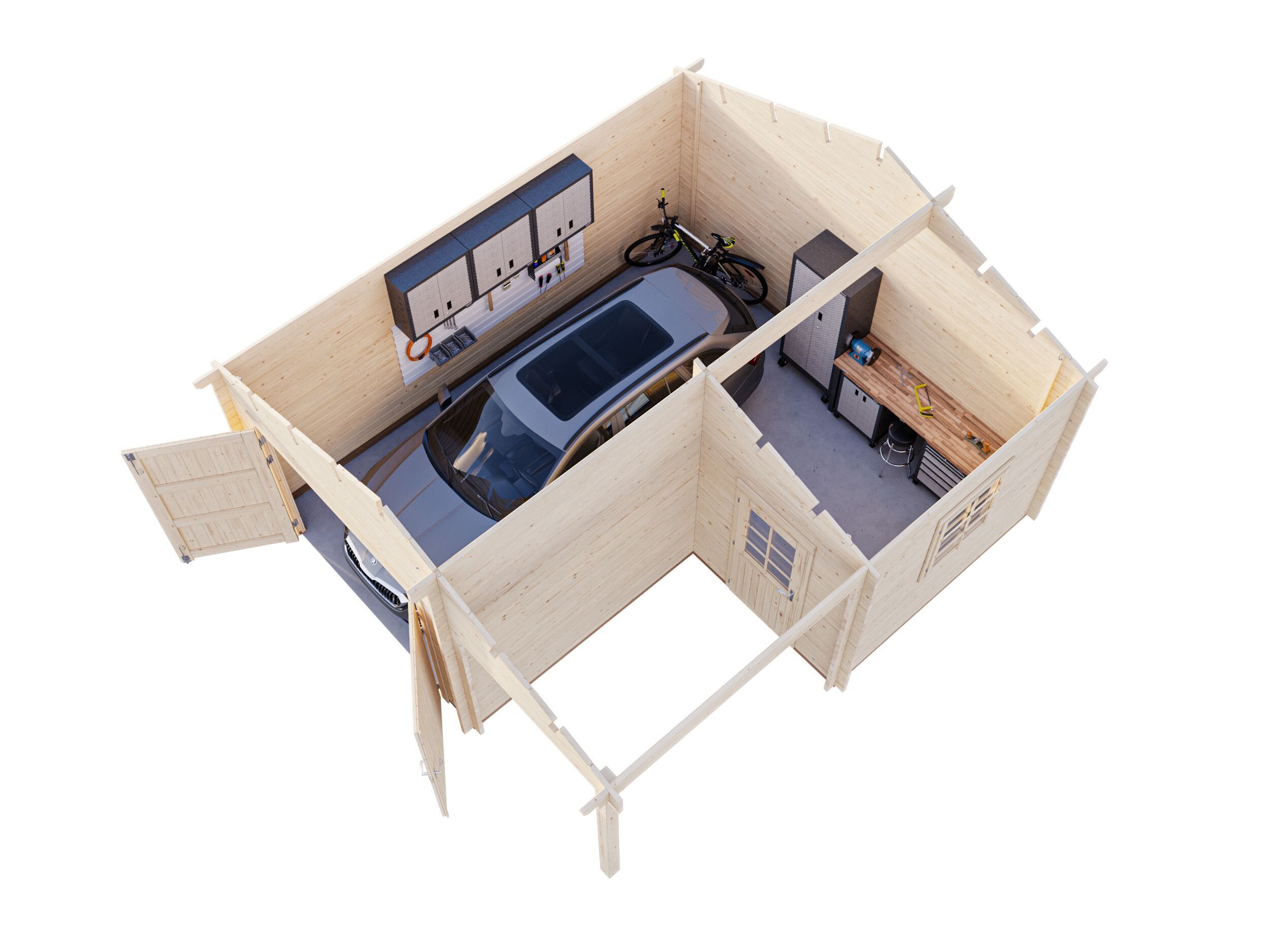 Palmako Holzgarage Roger 21,9+5,2 m² mit Holztor
