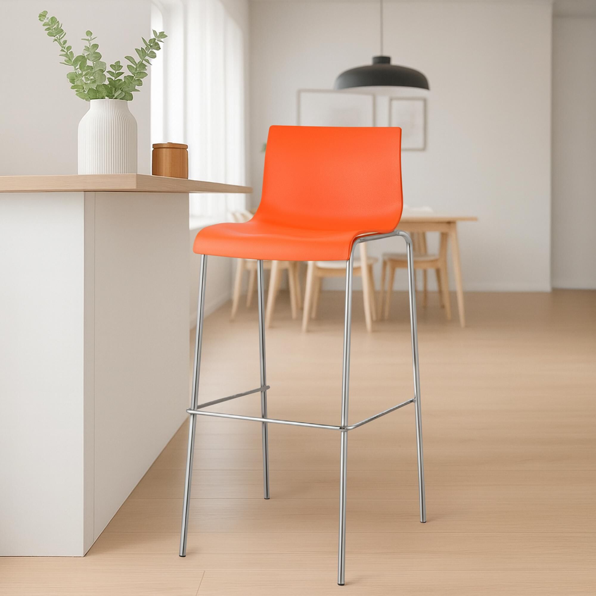 Barhocker Hoover Chrom 4-Fuß Gestell, orange