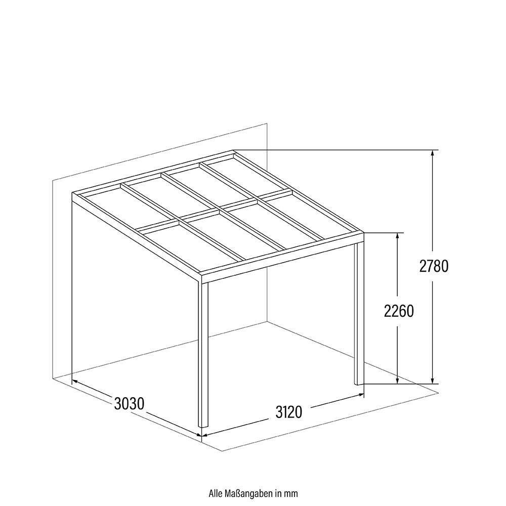 Terrassenüberdachung SOLIS - 312 / 320 x 300 / 303 x 278 / 226 cm Grau