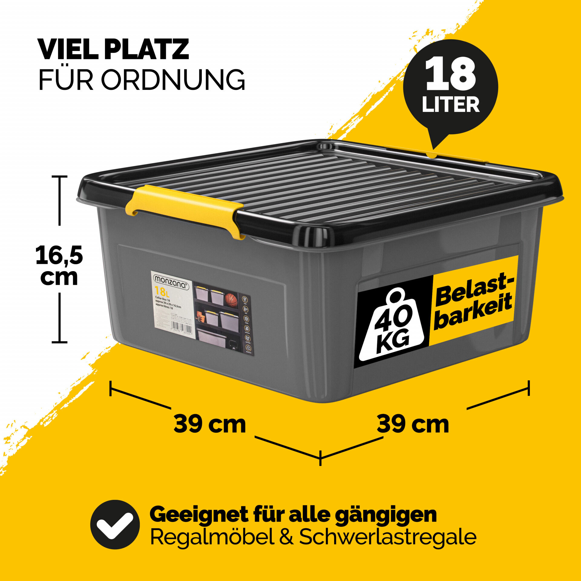 Aufbewahrungsbox Grau/Anthrazit 39x39x16cm stapelbar