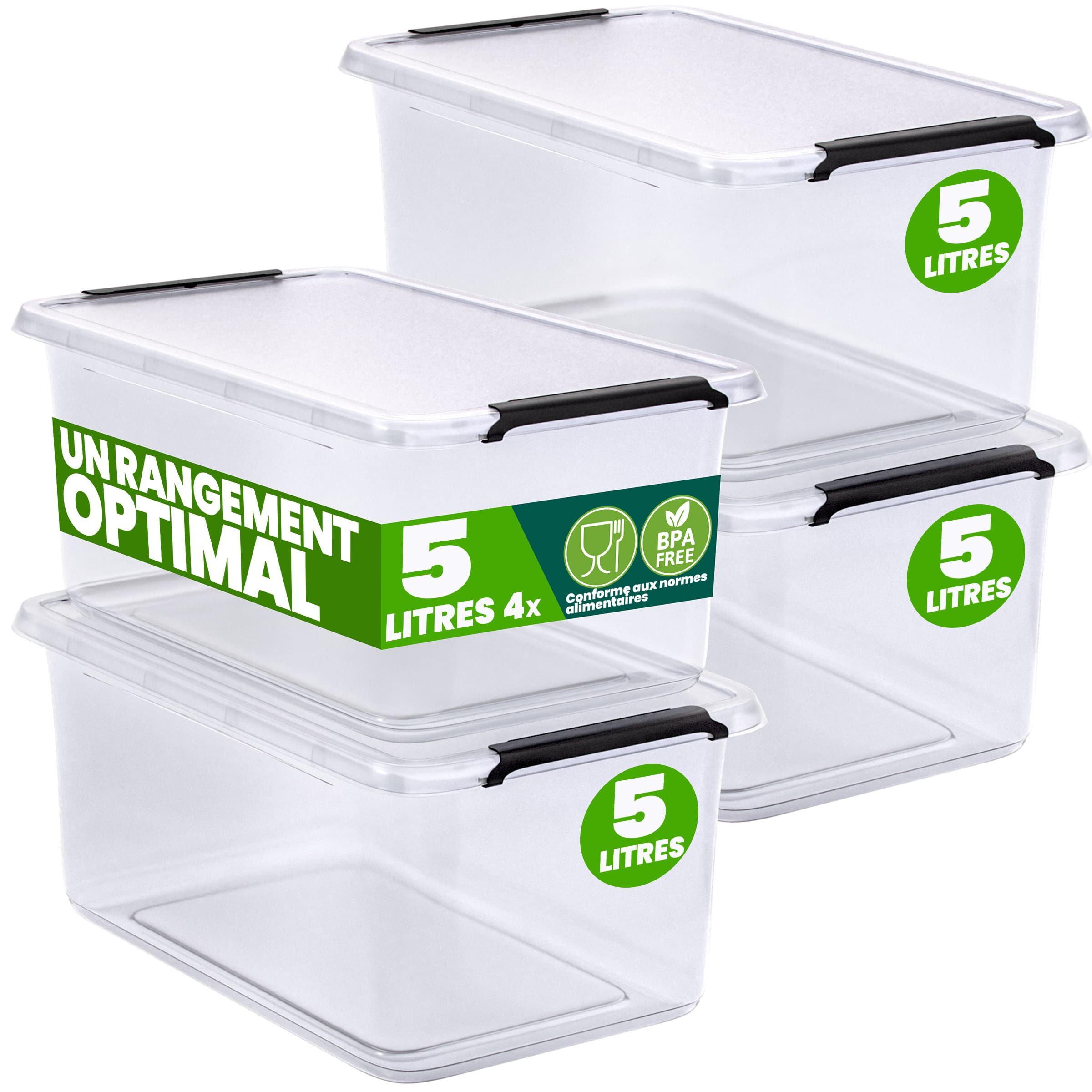 Aufbewahrungsbox 4er-Set 30x20x12cm 5L transparent stapelbar BPA-frei