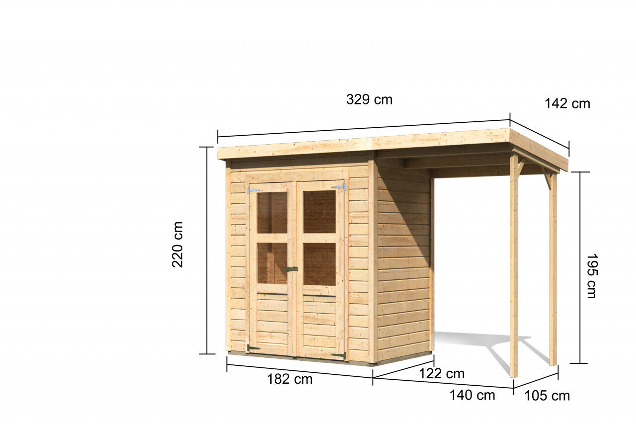 Karibu Pultdach Gartenhaus Merseburg 2 im Set natur