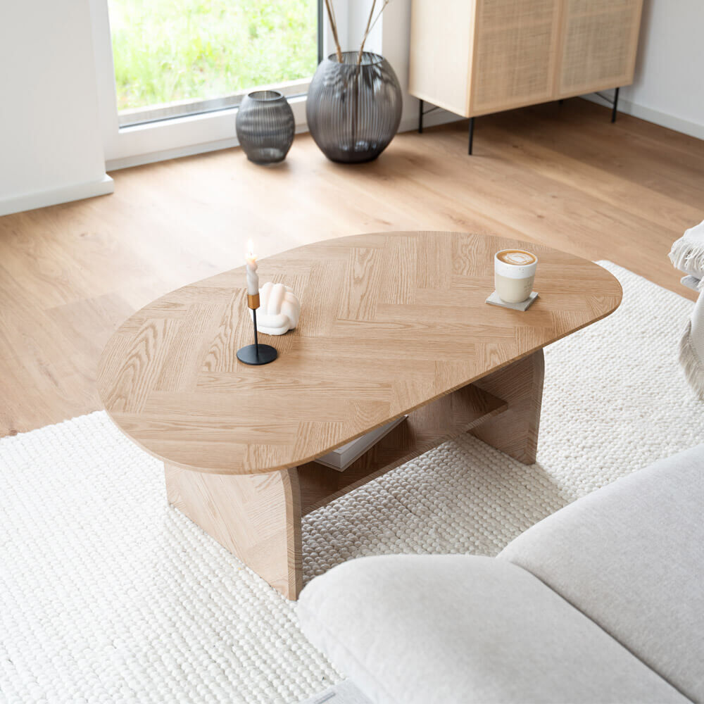 Couchtisch Oval LIARA Fishbone Oak LIARA