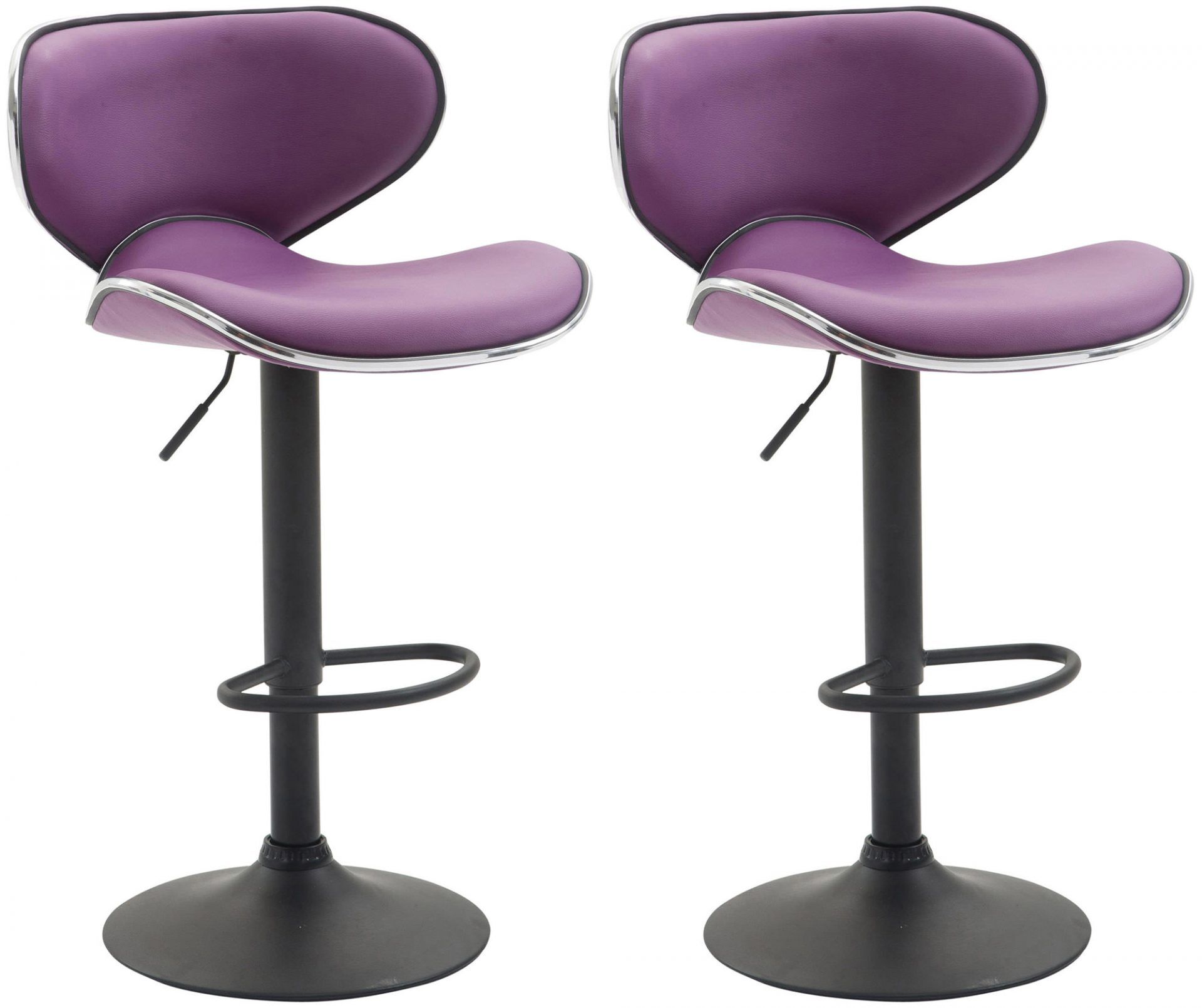 2er Set Barhocker Las Vegas V2 Kunstleder schwarz, lila