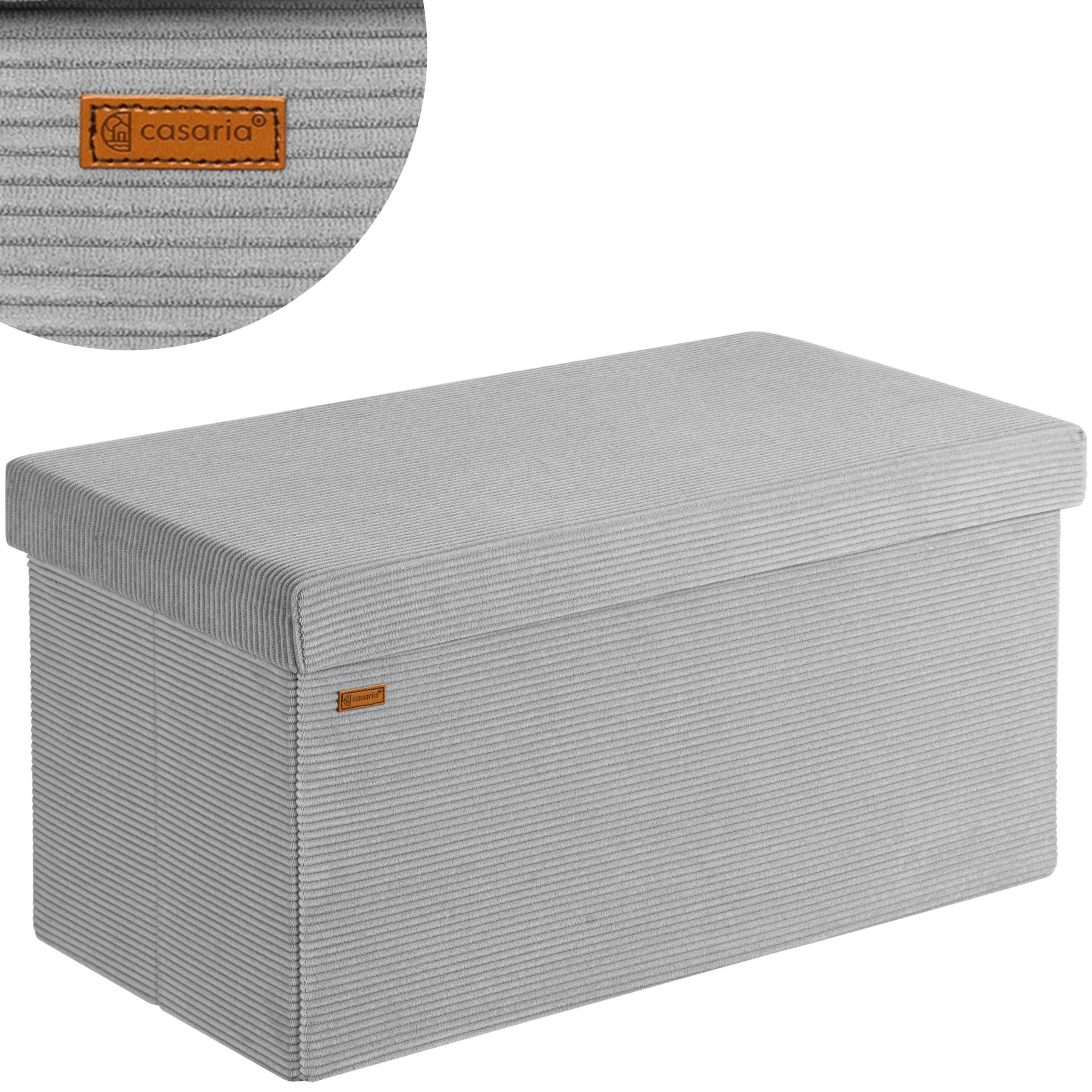 Sitzbank Grau Cord 76x38x38cm MDF faltbar