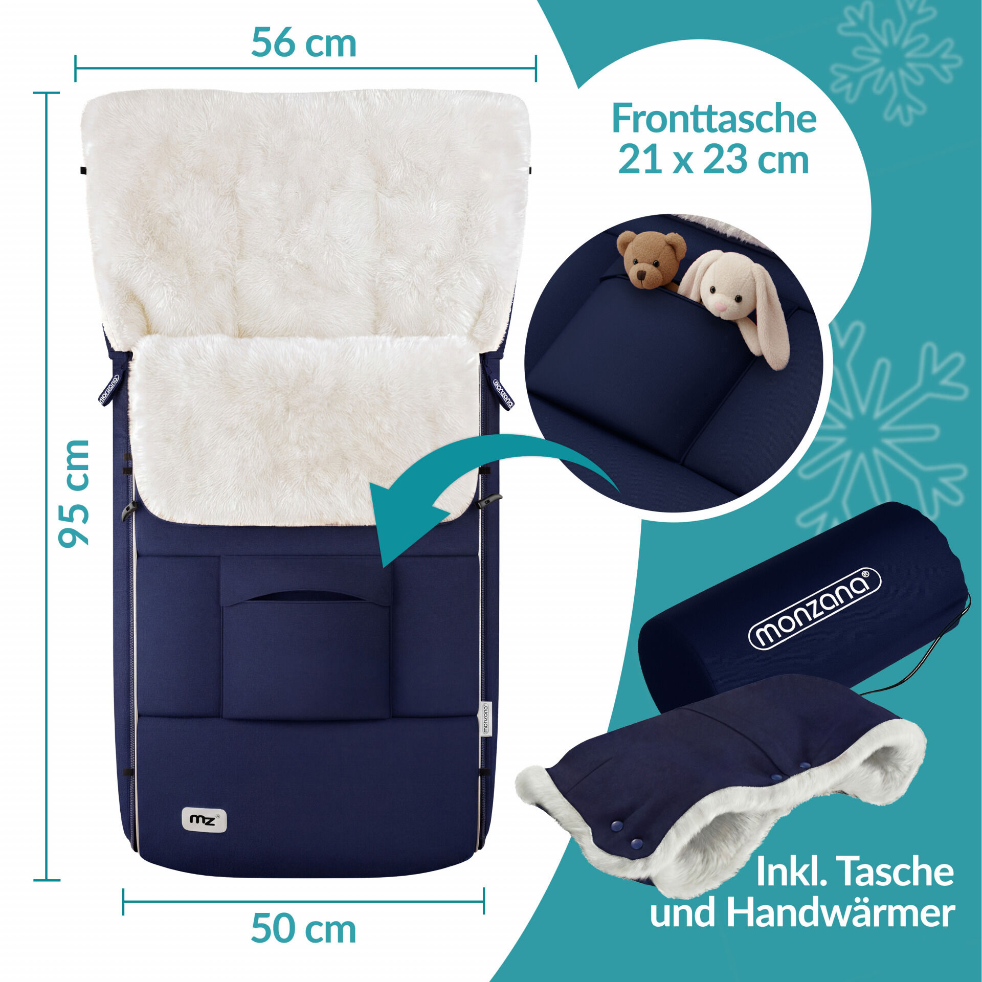 Babyfußsack Marine Kinderwagen geeignet mit Beutel