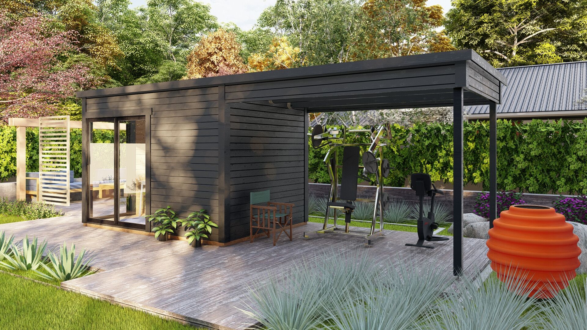 Flachdach Gartenhaus Sydney 38 Plus