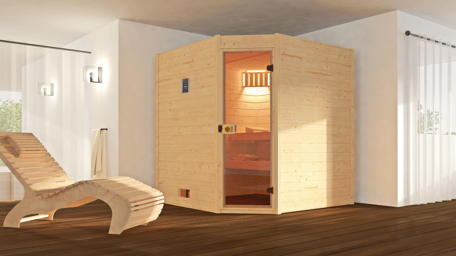 weka Massivholzsauna 38 mm VALIDA Eck 2