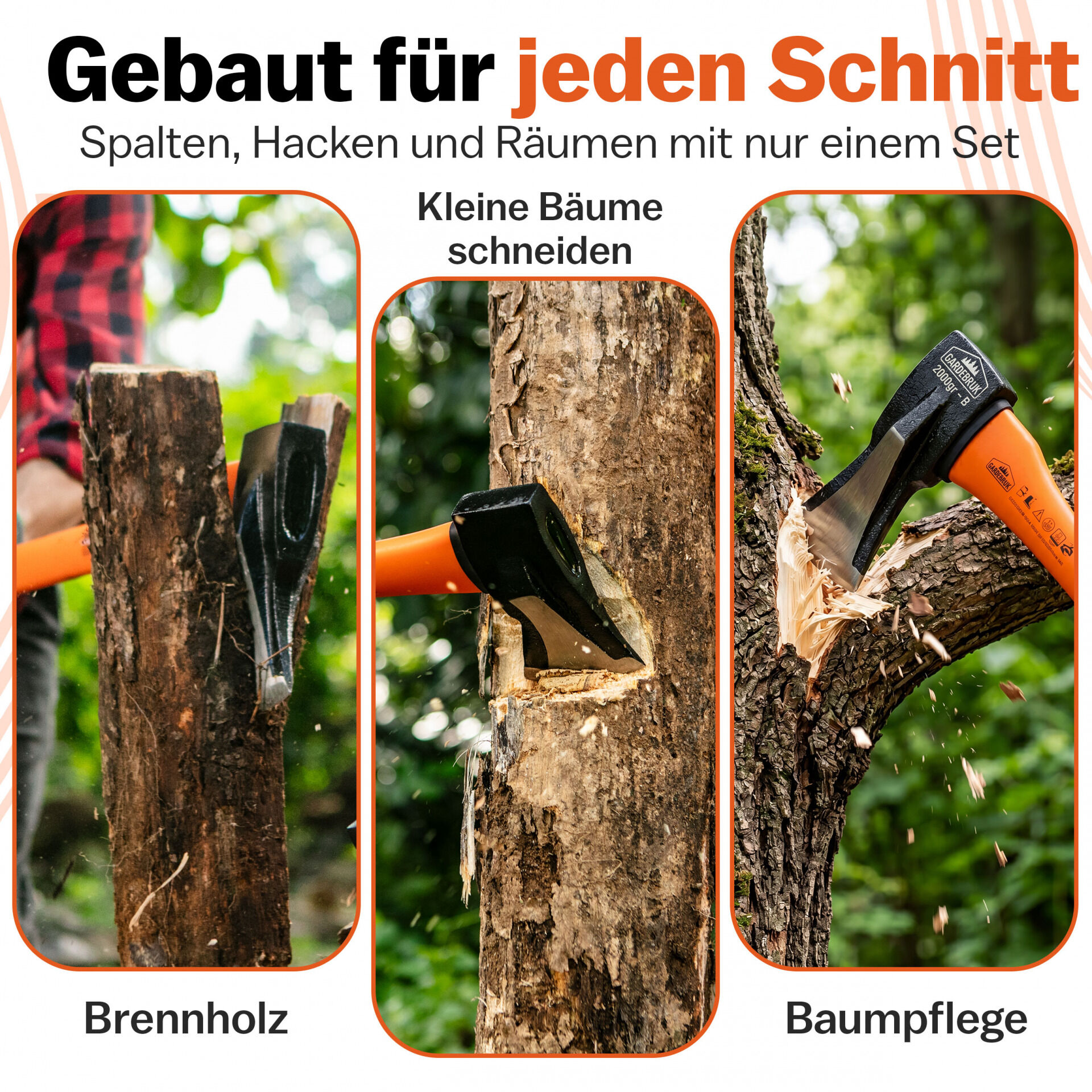 Beil + Spaltaxt 2er-Set TÜV Rheinland GS geprüfte Sicherheit